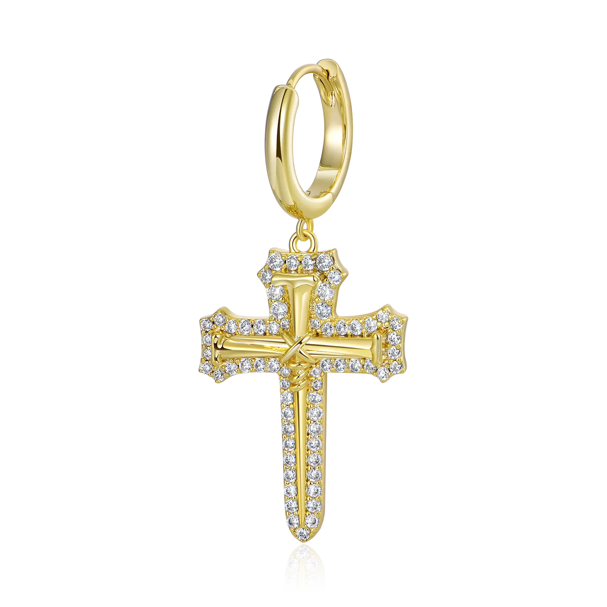 Nail Cross Dangly Earring