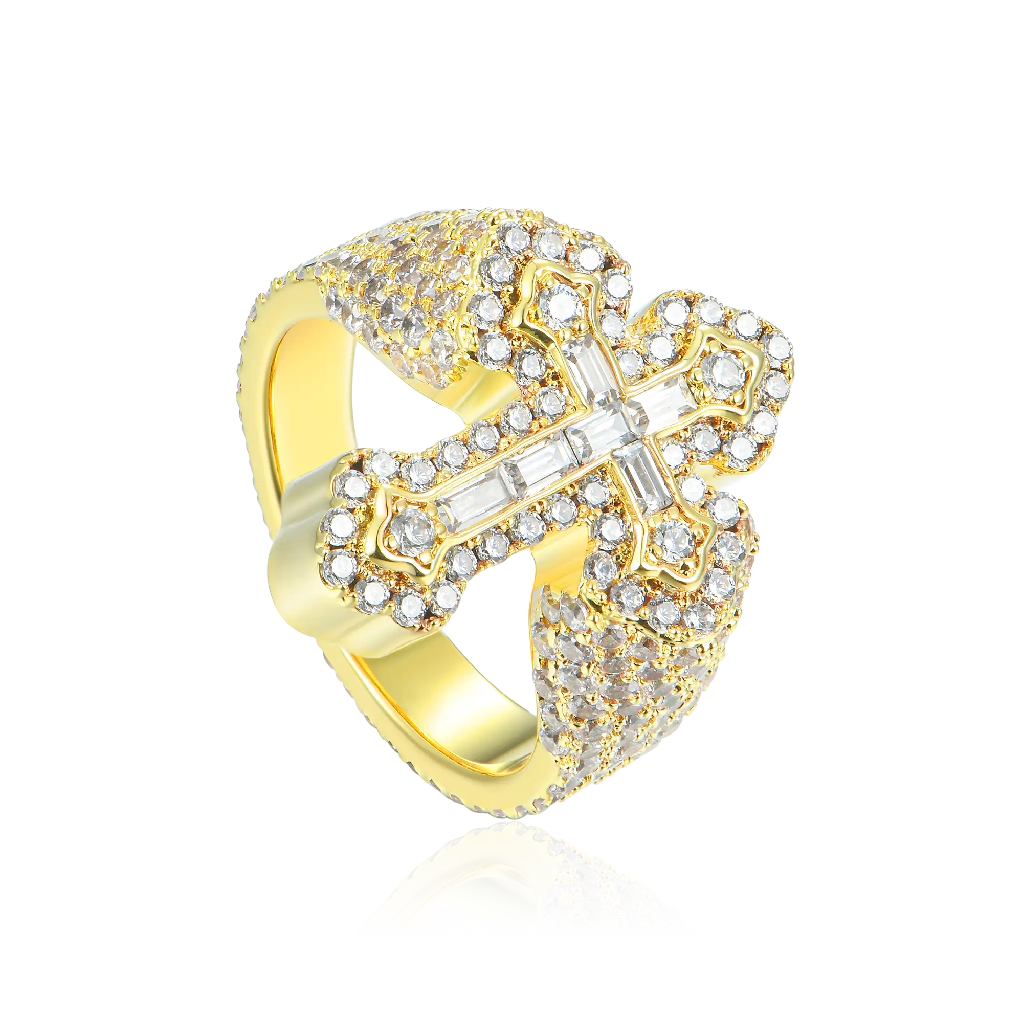 Baguette Iced Cross Ring