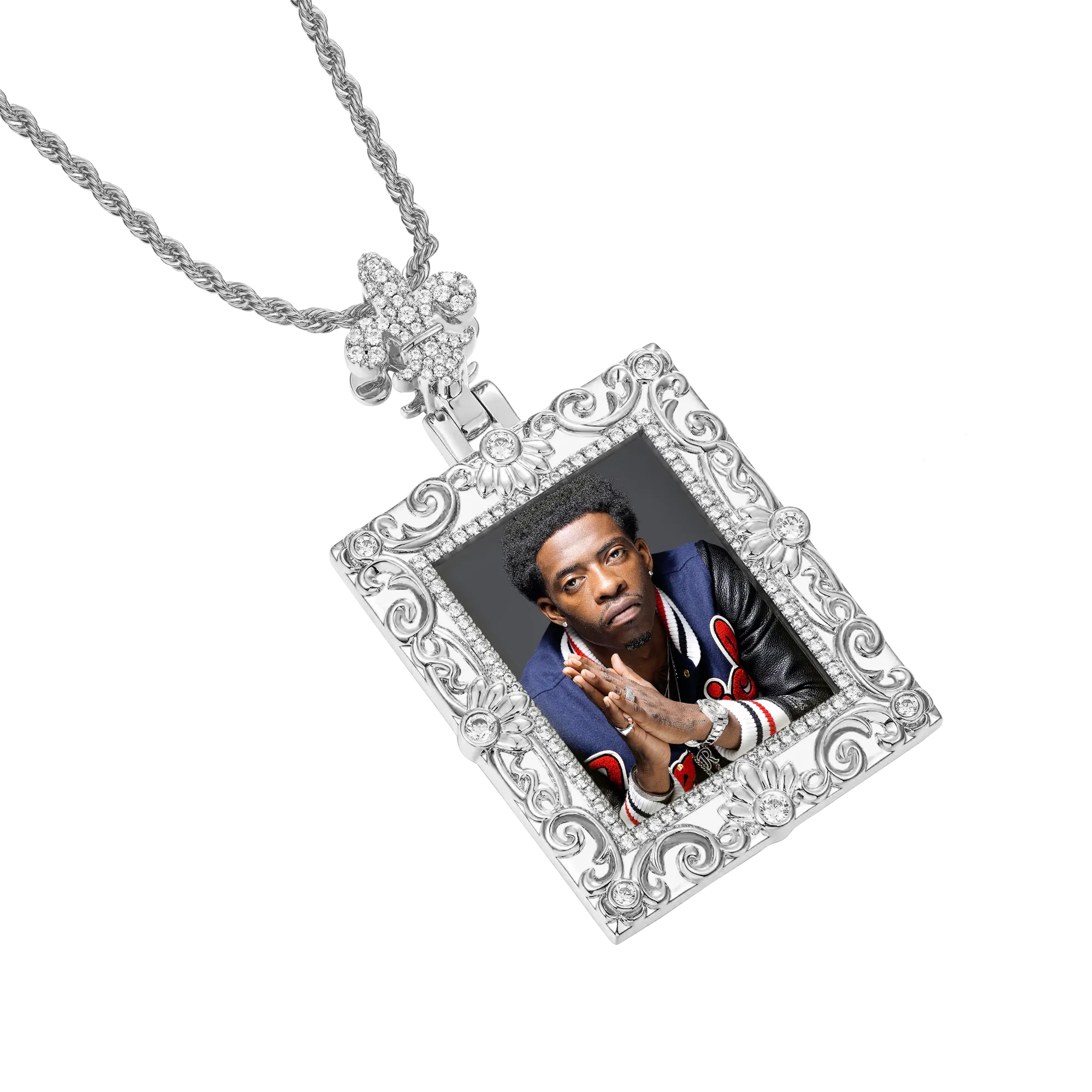 Custom Greek Pattern Vintage Rectangular Photo Pendant