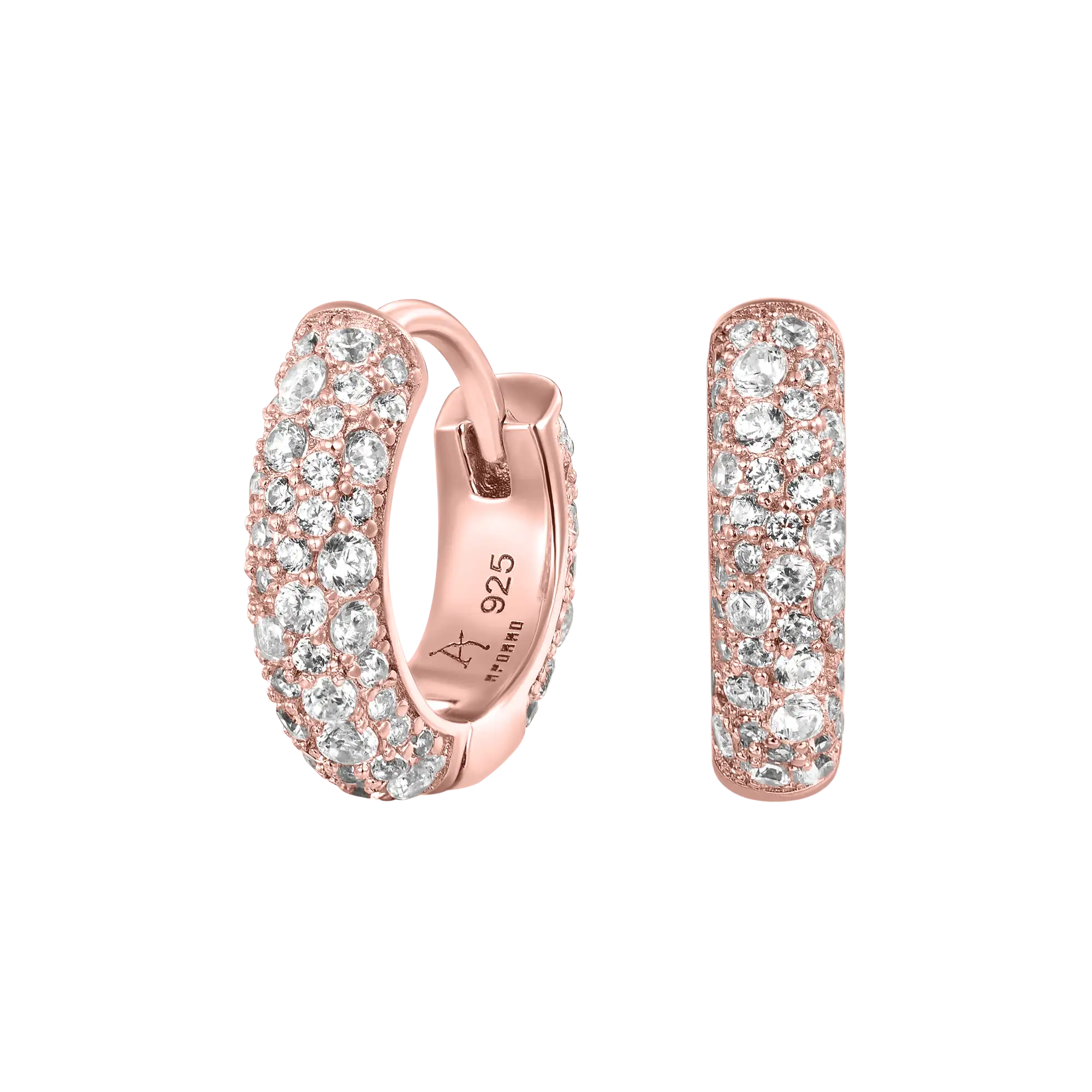 S925 Round Paved Hoop Earrings