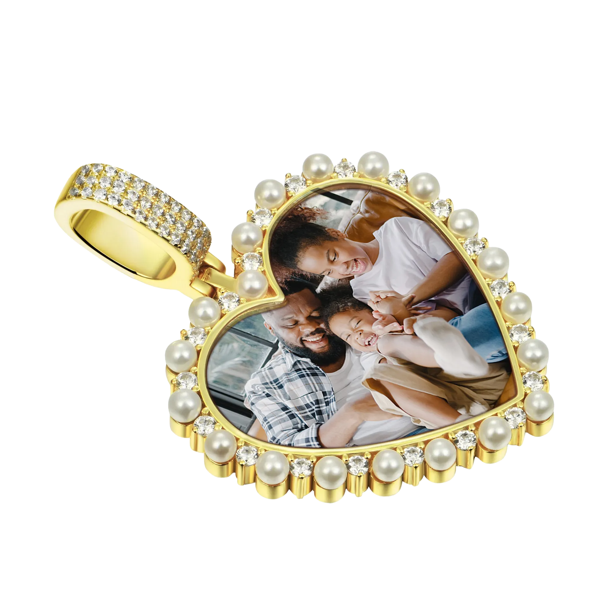 Custom Heart Pearl Photo Pendant