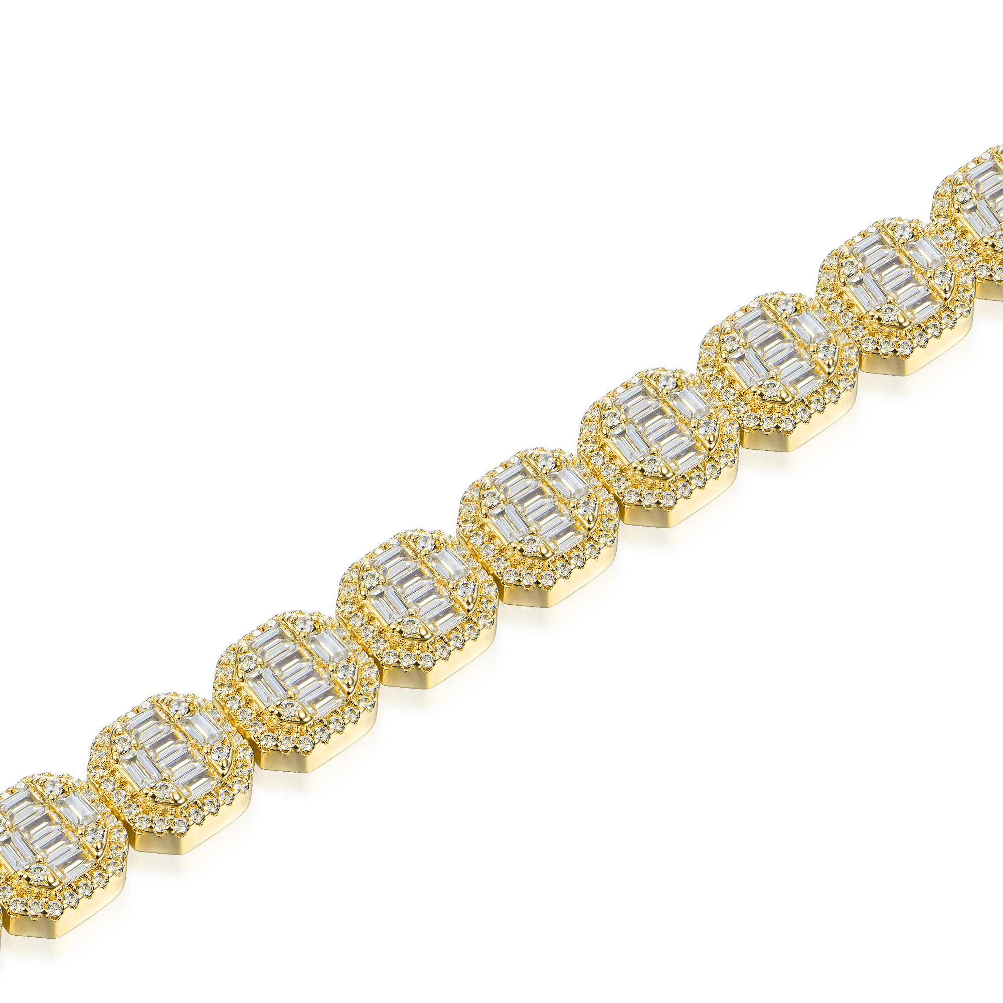 Women's Baguette Clustered Tennis Bracelet - 8mm