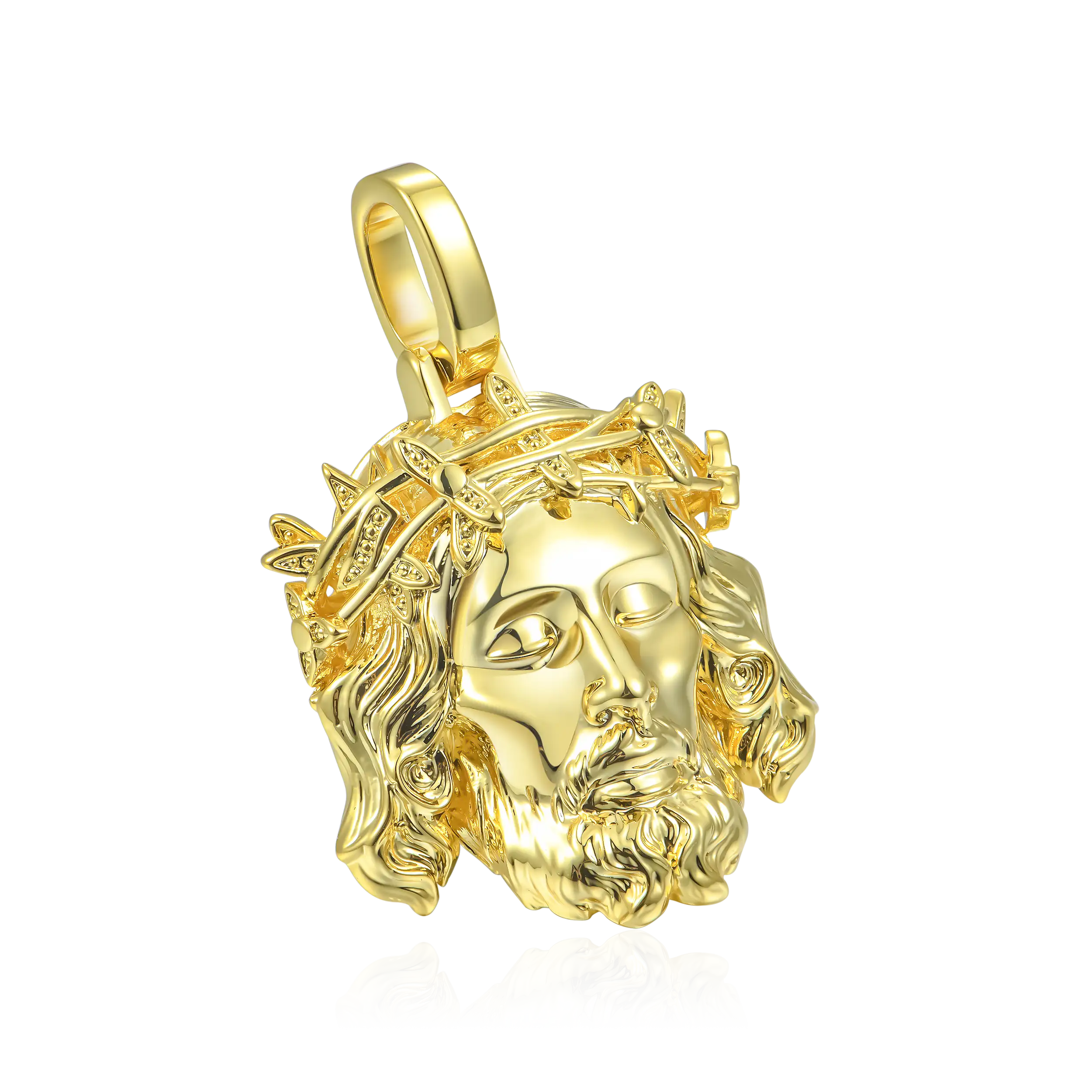 Women's Jesus Piece Plain Gold Pendant - Micro