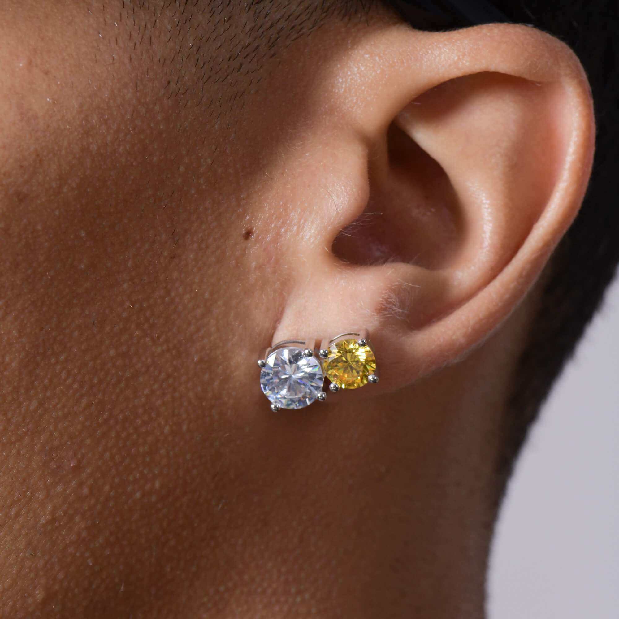 Moissanite S925 Toi et Moi Stud Earrings – Twin Rounds