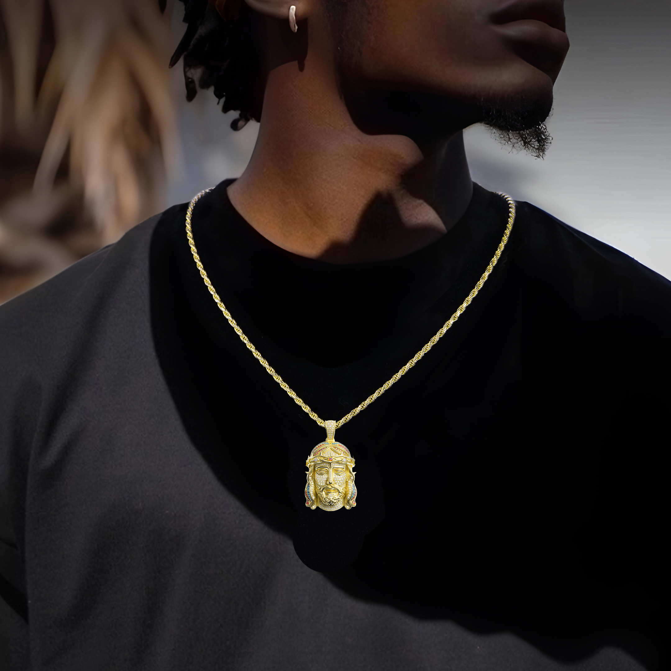 Crowned Radiance Jesus Pendant - 38mm