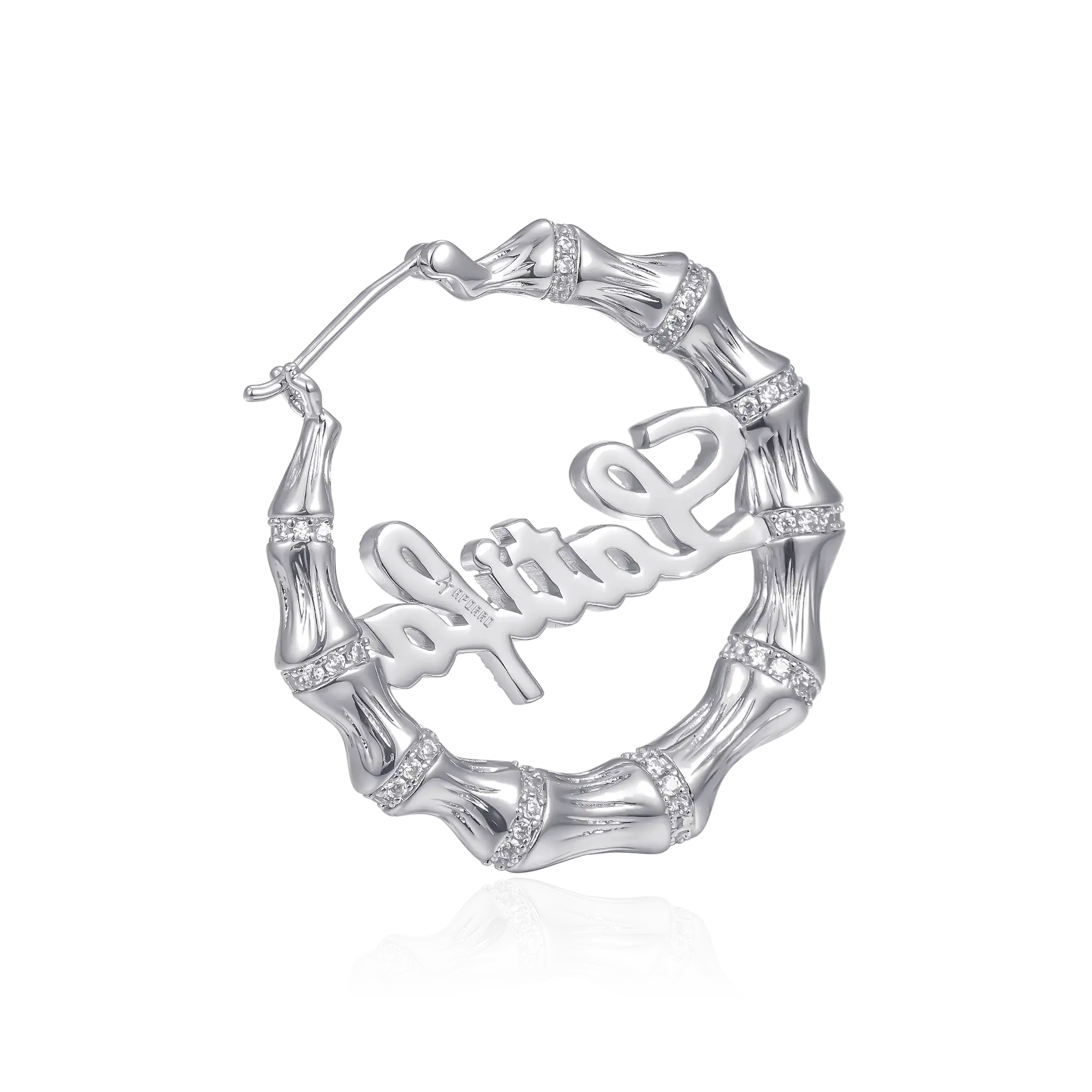 Custom Name Bamboo Joint Hoop Earring