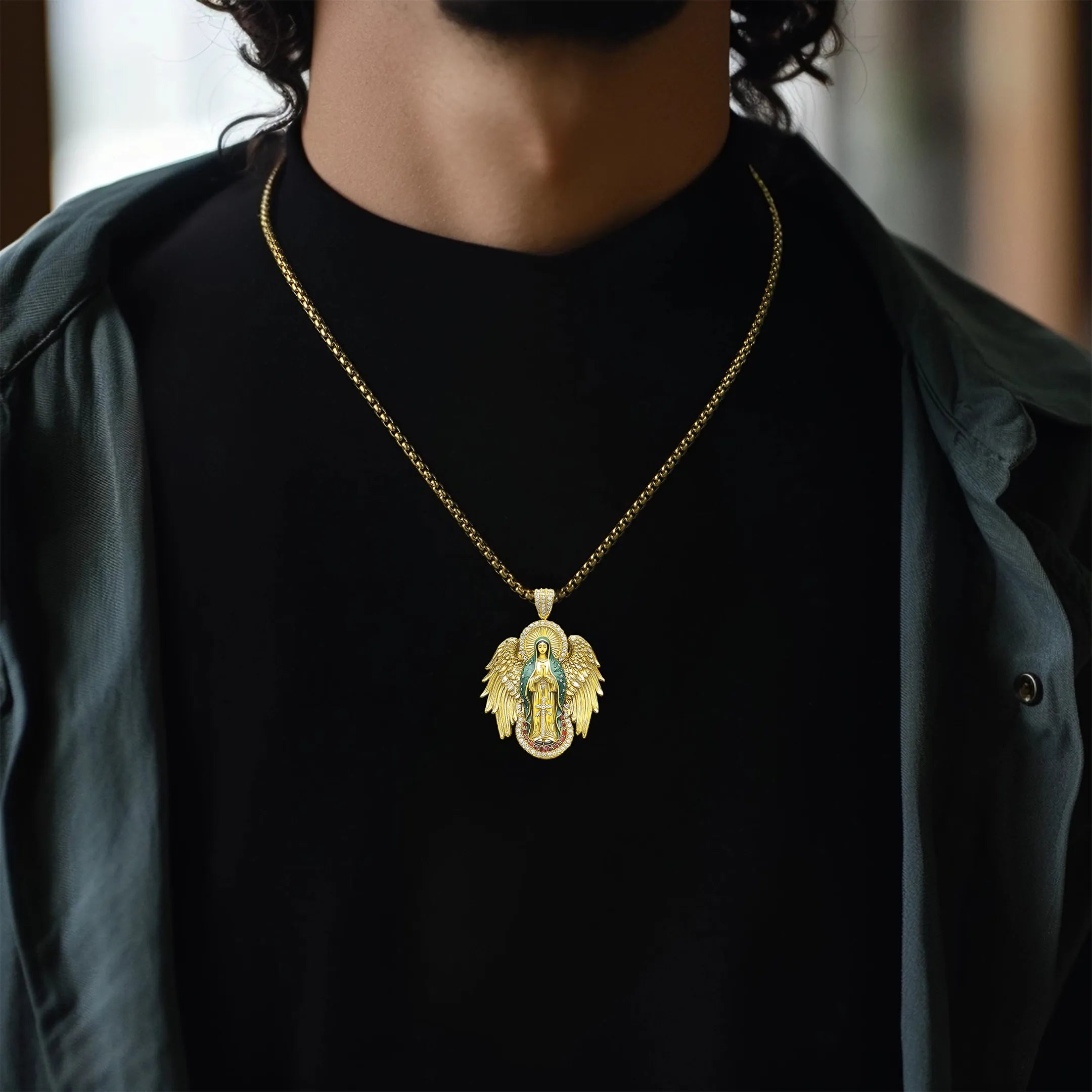 Blessed Mary Halo Winged Pendant