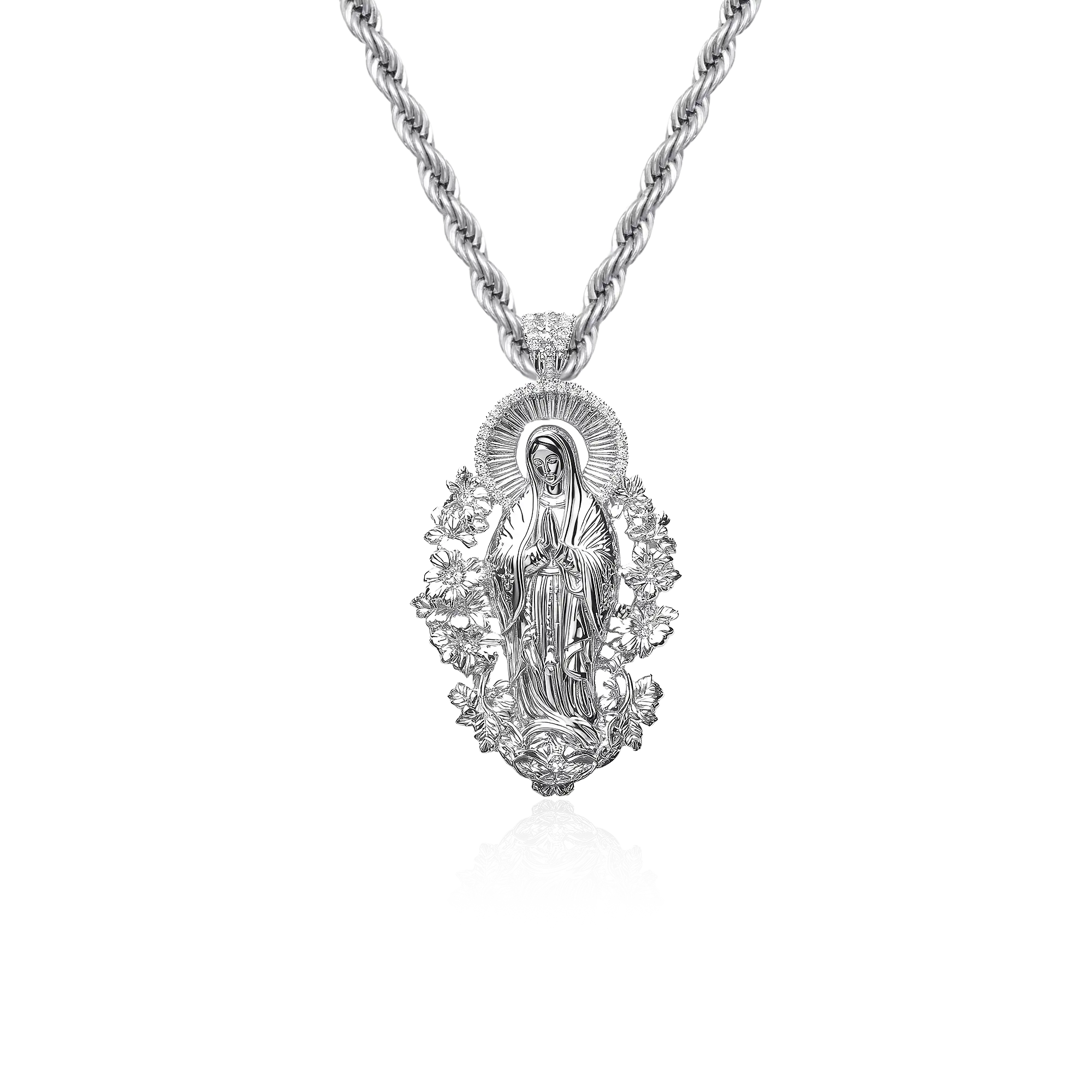 Moissanite Saint Mary Celestial Bloom Pendant