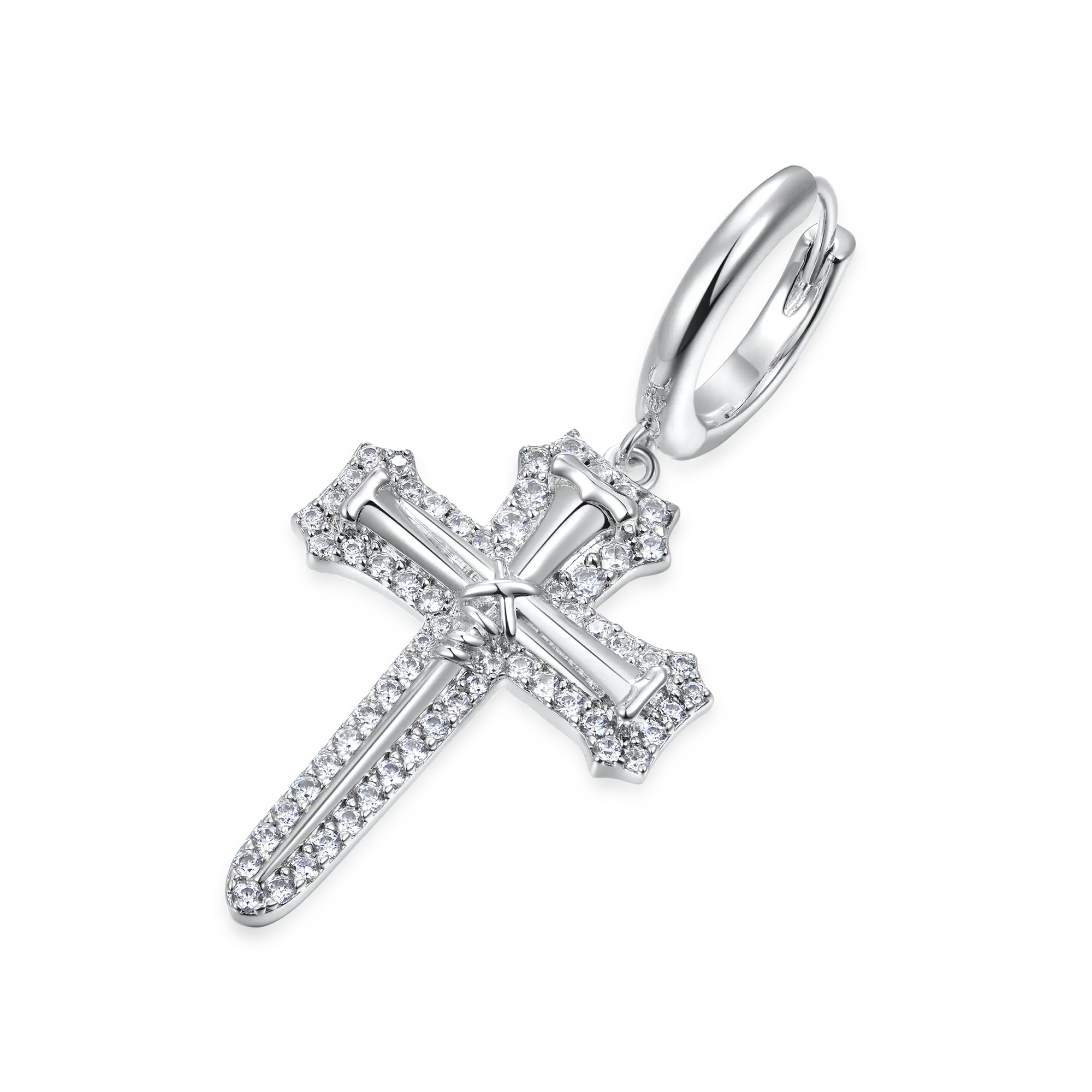Nail Cross Dangly Earring