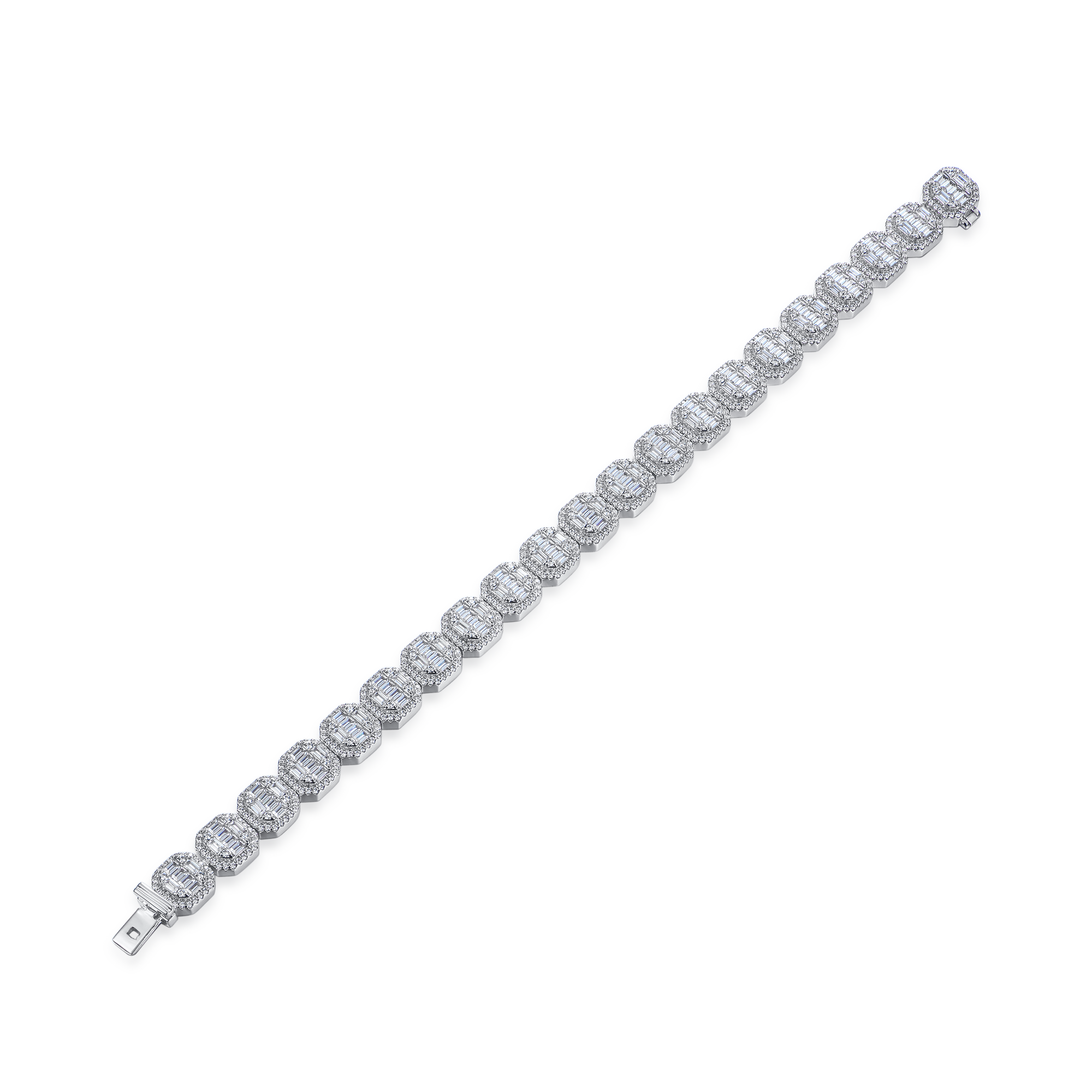 Women's Baguette Clustered Tennis Bracelet - 8mm