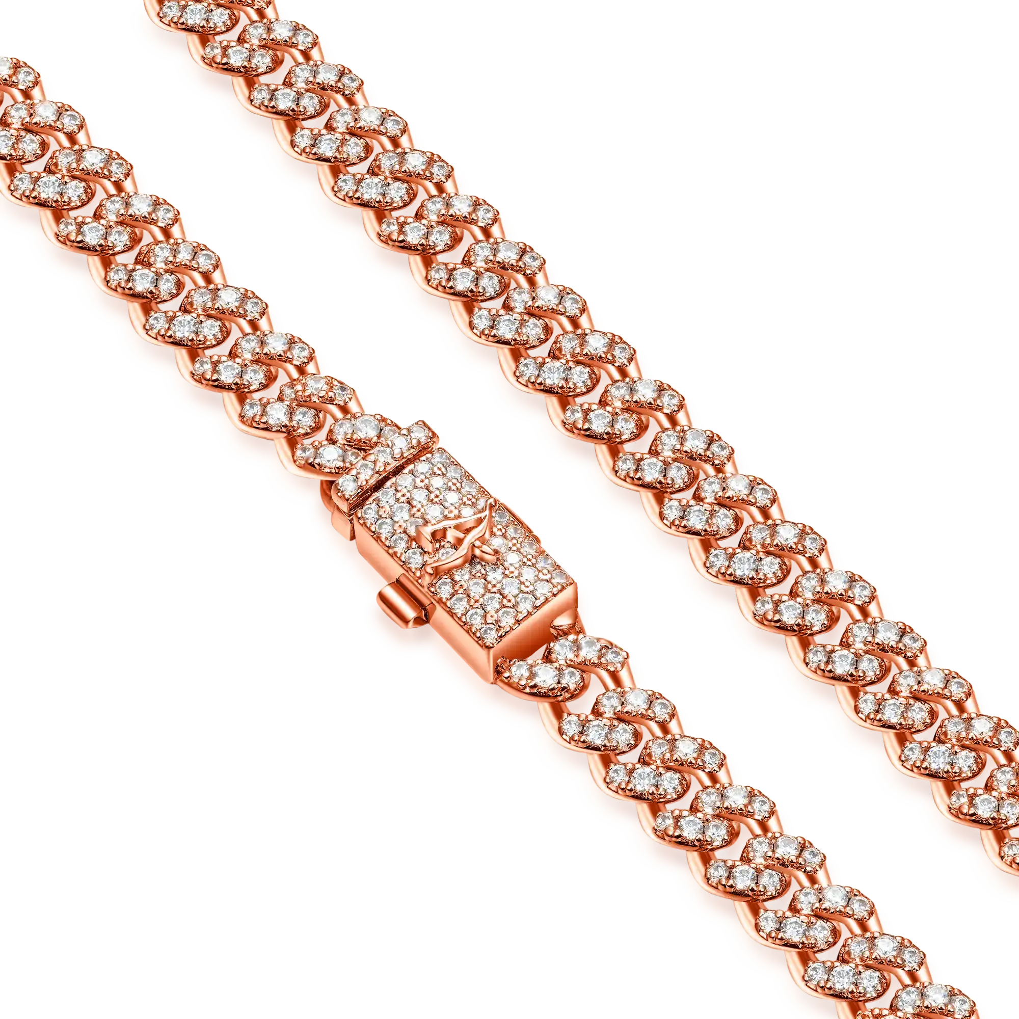 6mm Micro Round Cut Cuban Link Chain - Rose Gold