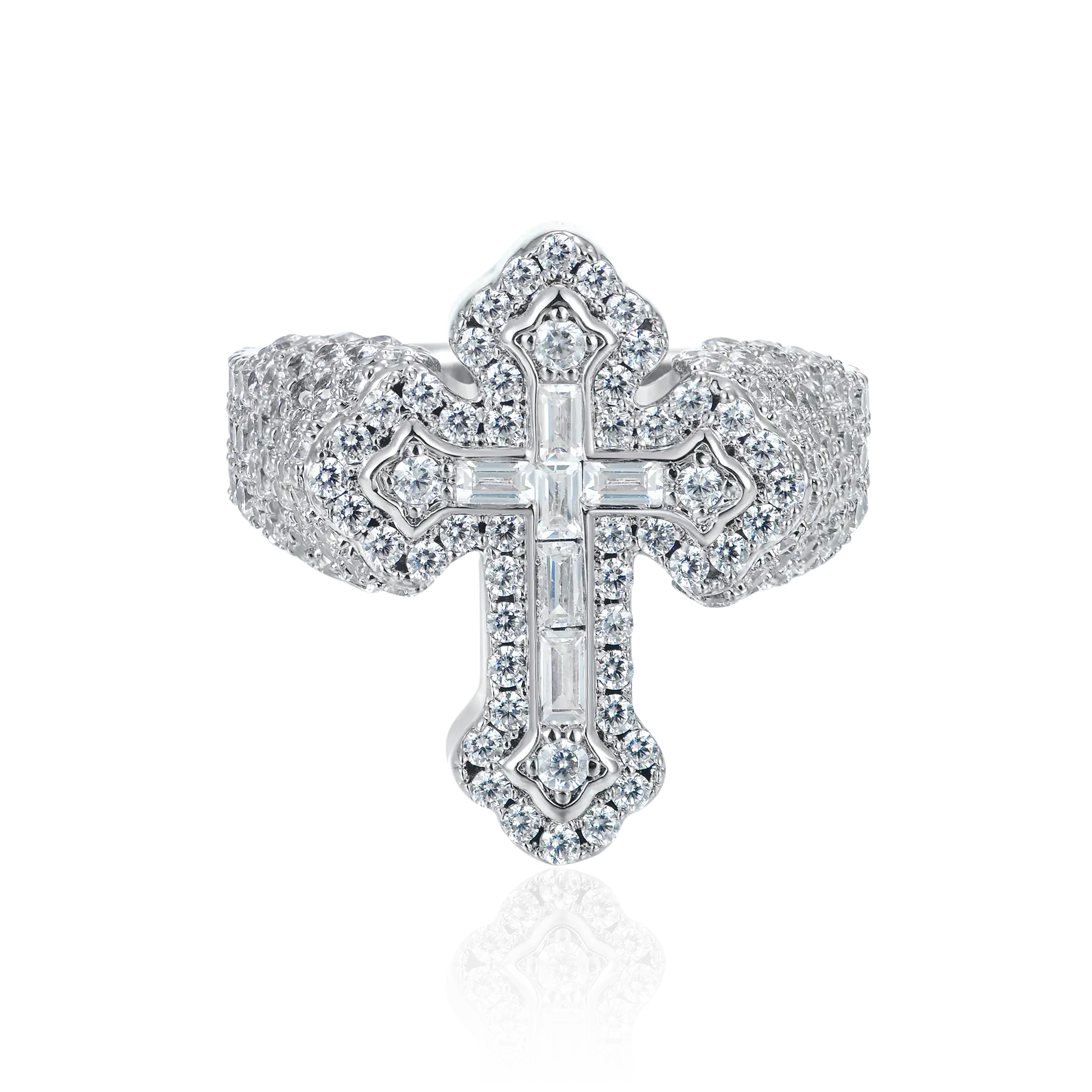 Baguette Iced Cross Ring