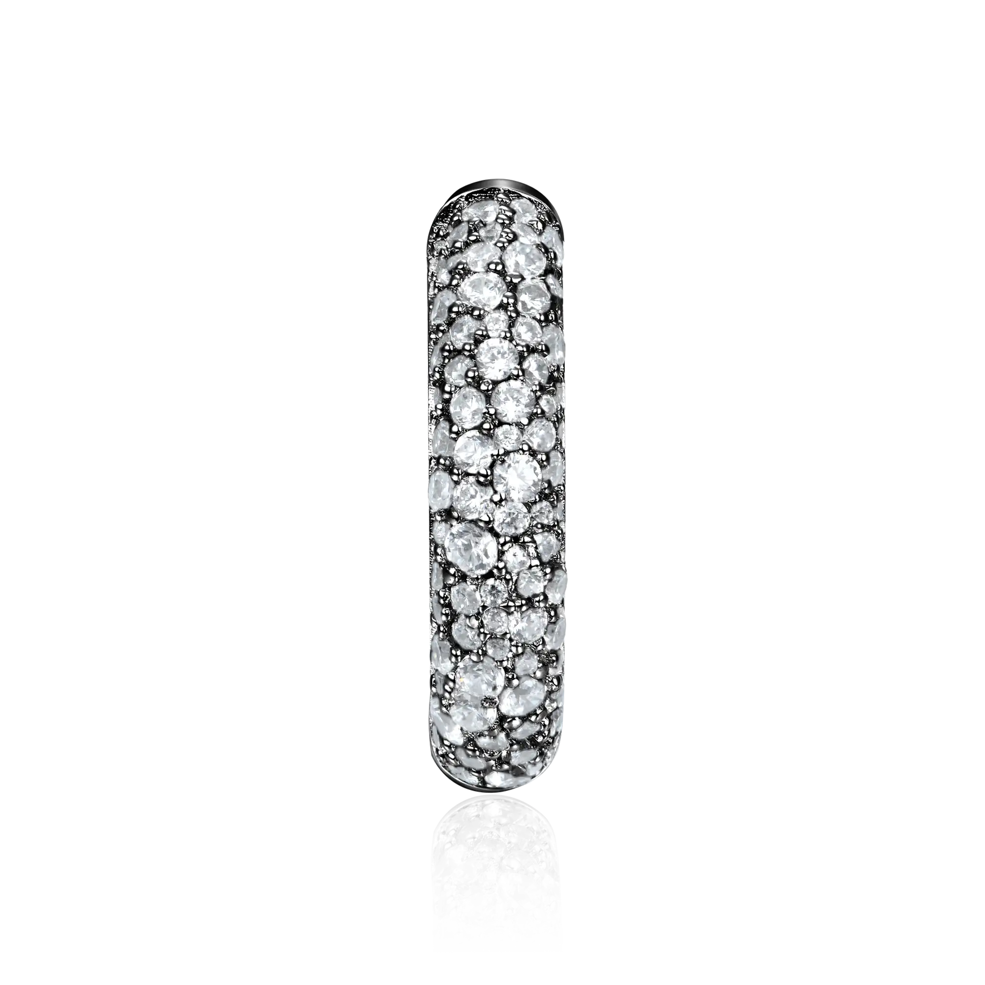 S925 Round Paved Hoop Earring - Medium