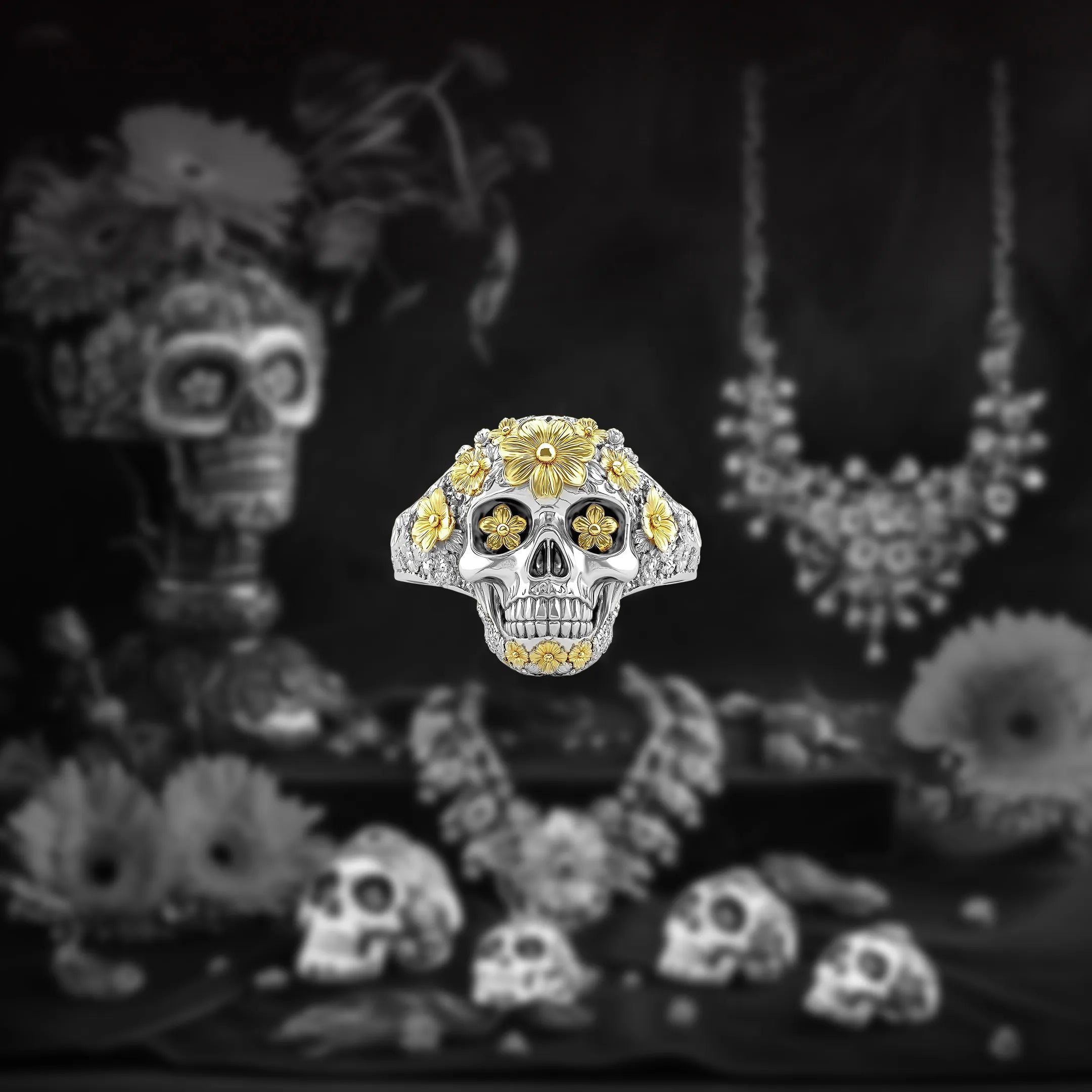 Calavera Golden Bloom Ring