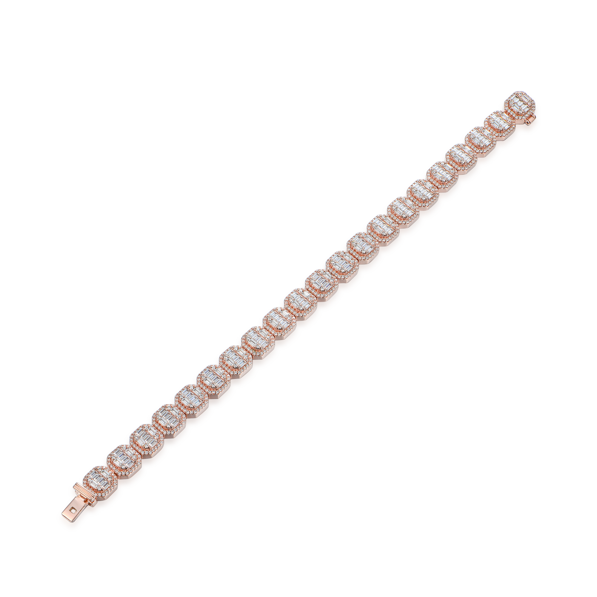 Baguette Clustered Tennis Bracelet - 8mm