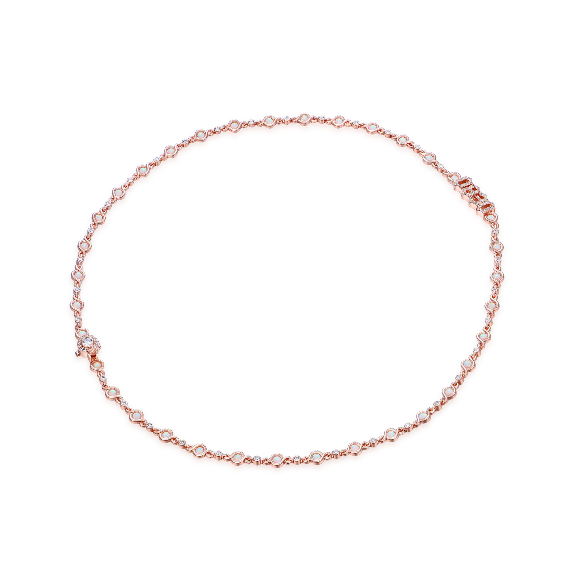 Gothic Font Opal Custom Necklace - 5mm