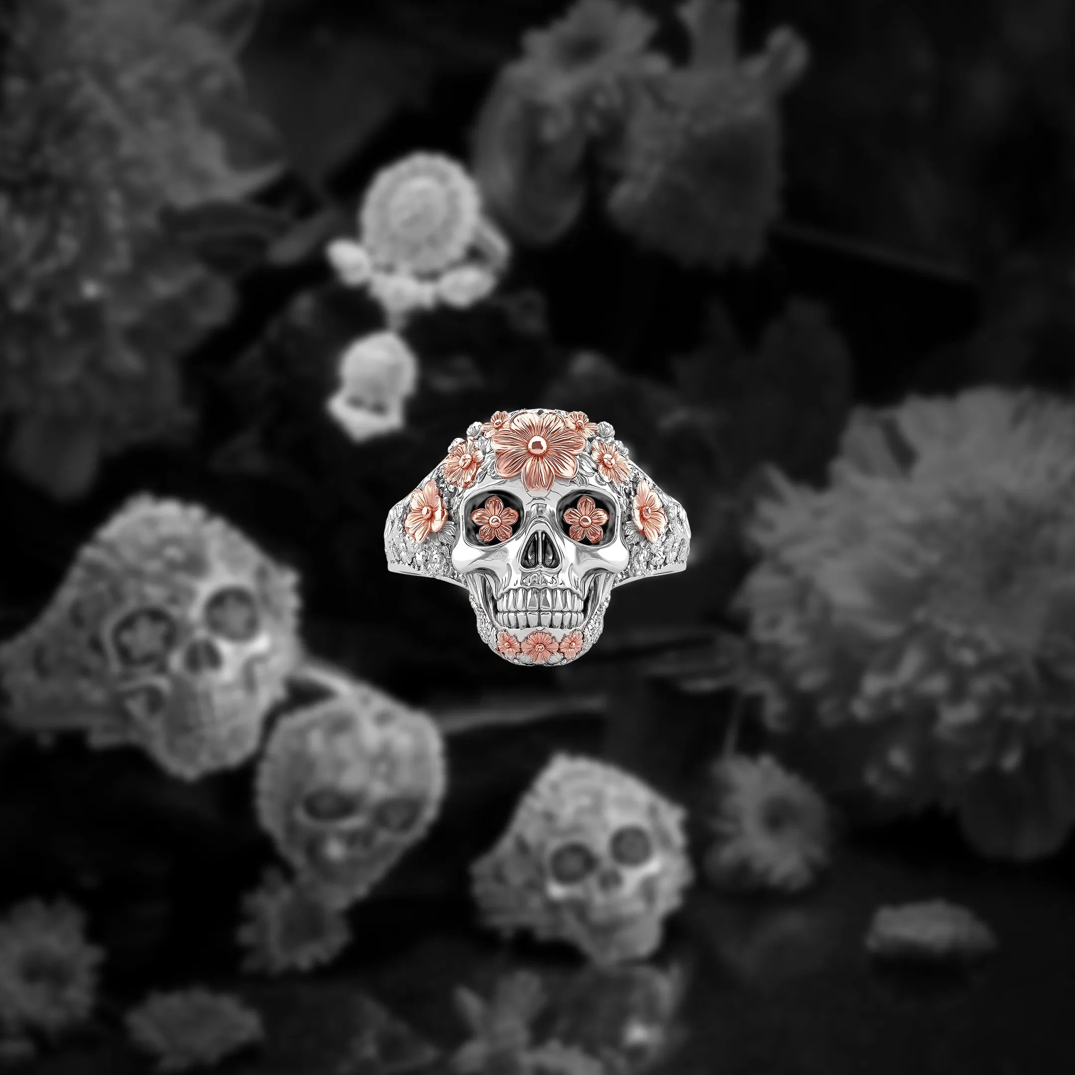 Calavera Rosy Bloom Ring