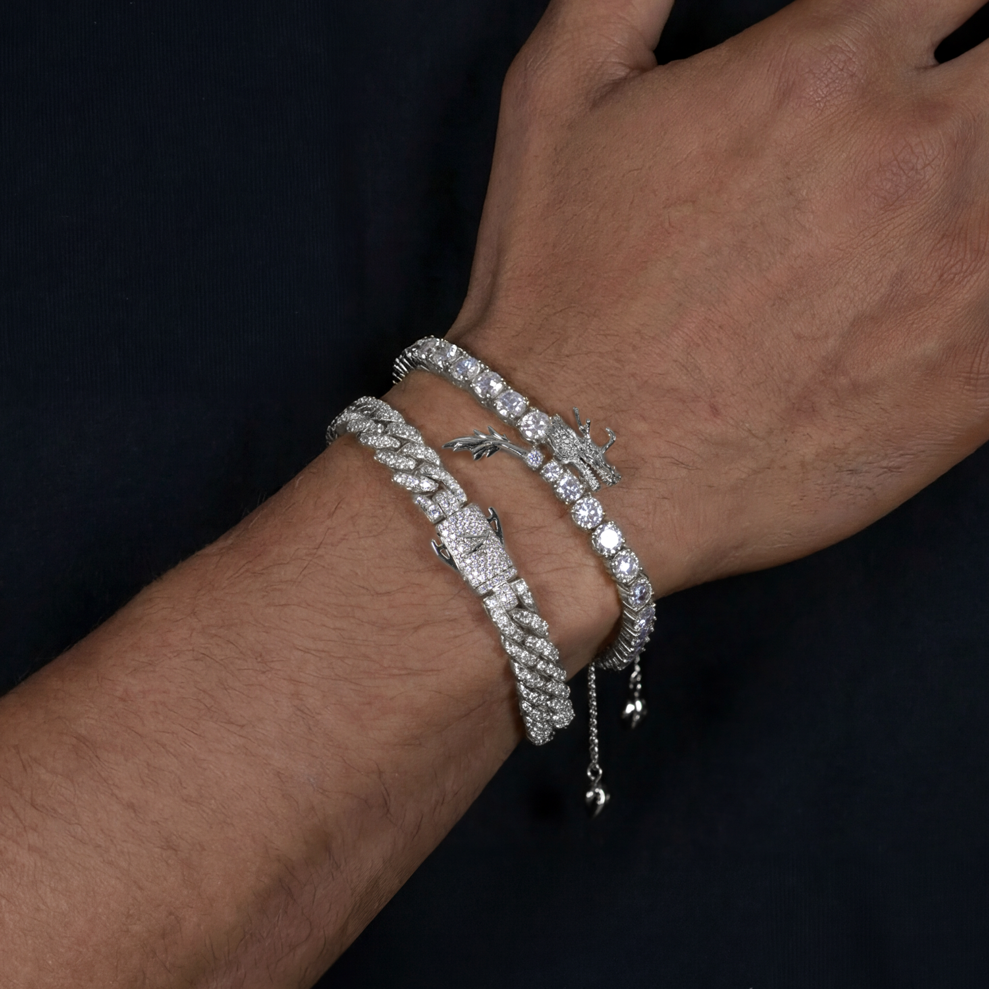 Dragon Ice Cuban Bracelet Set