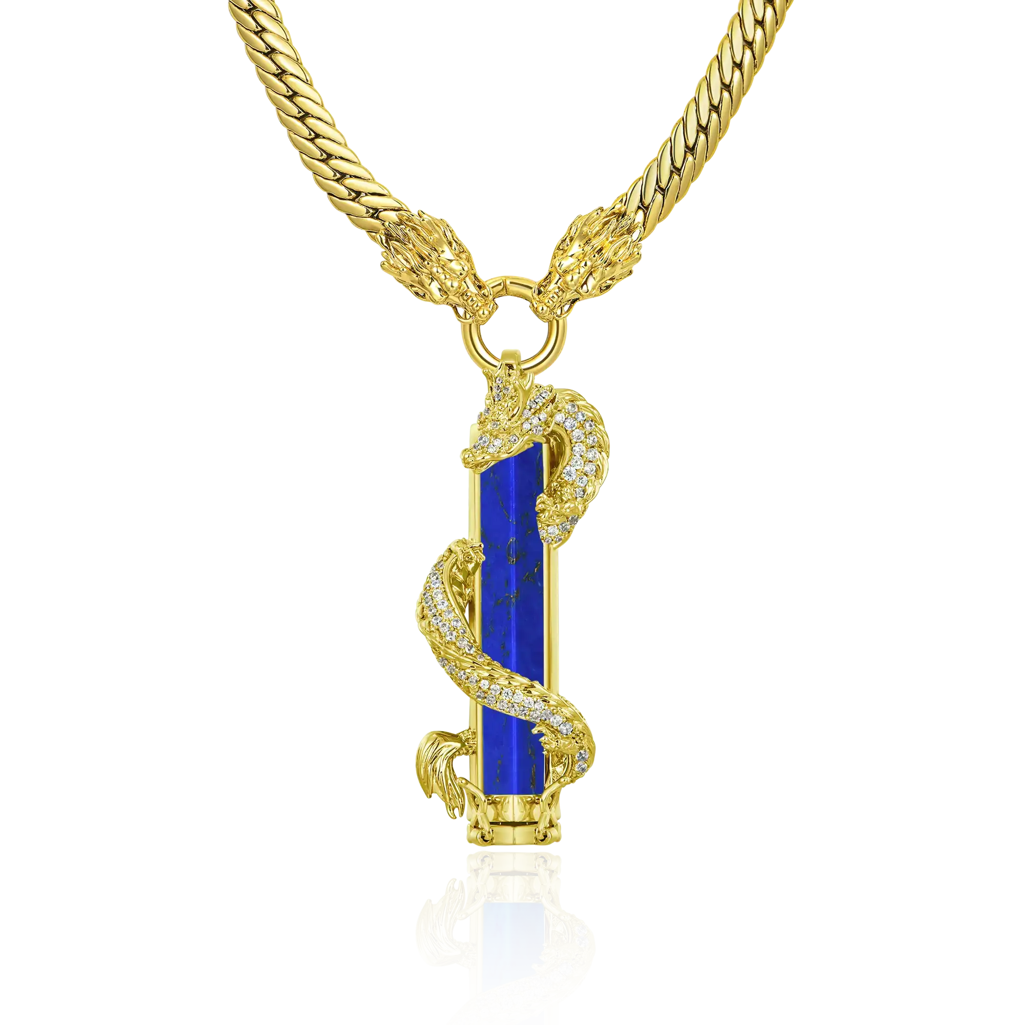 WONG Dragon Jade Pillar Cuban Chain & Pendant Set