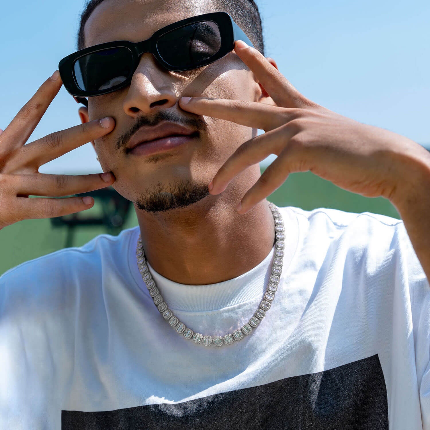 Baguette Clustered Tennis Chain - 8mm