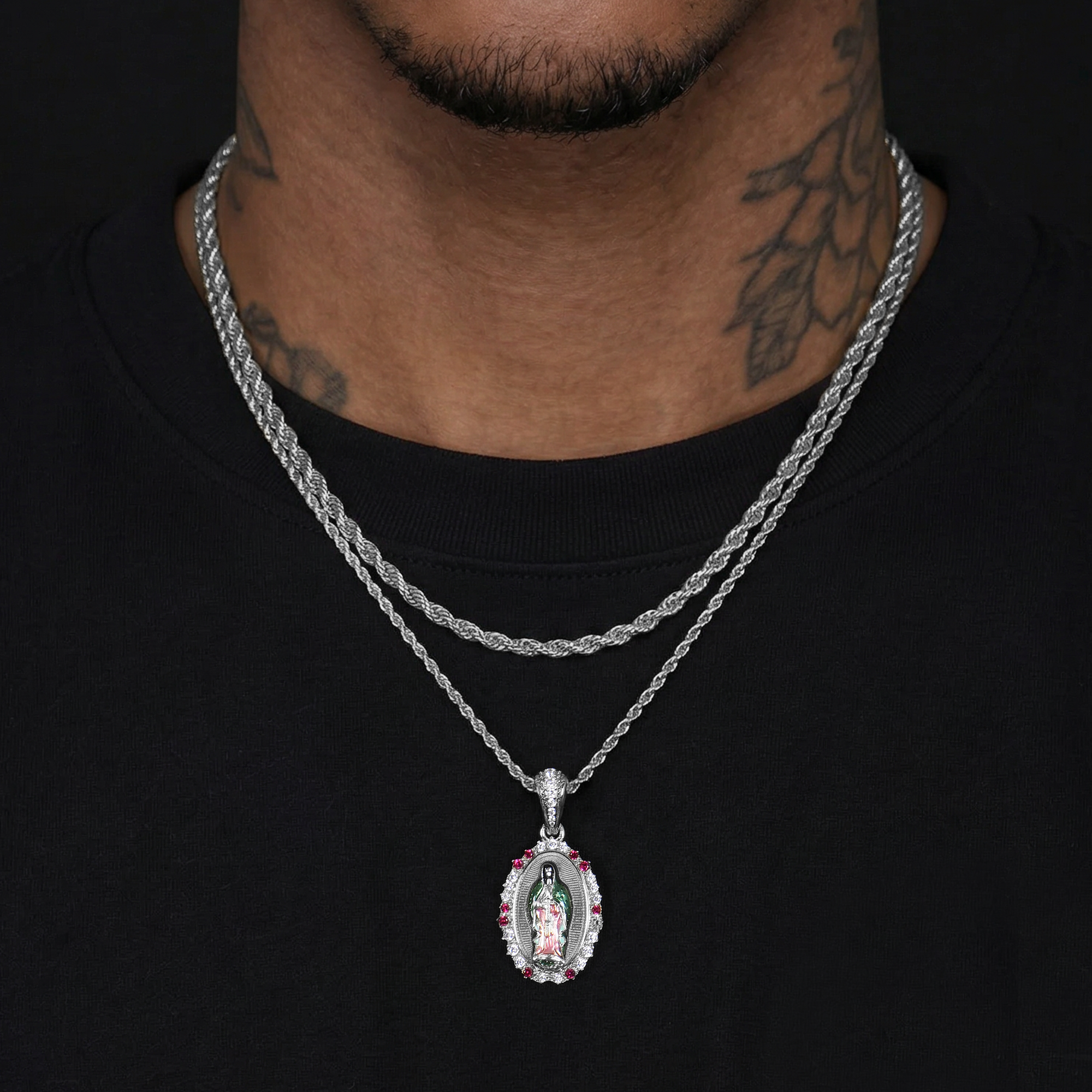 Saint Mary Radiant Pendant & Rope Chain Layer Set
