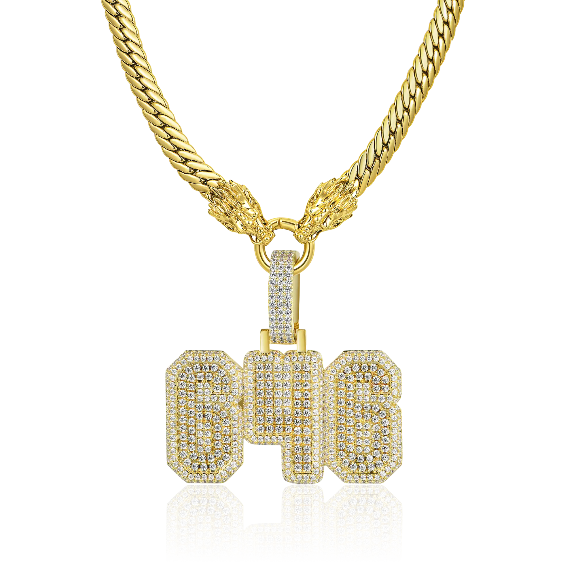 WONG Double Dragon Miami Cuban Chain + Custom Pendant Bundle
