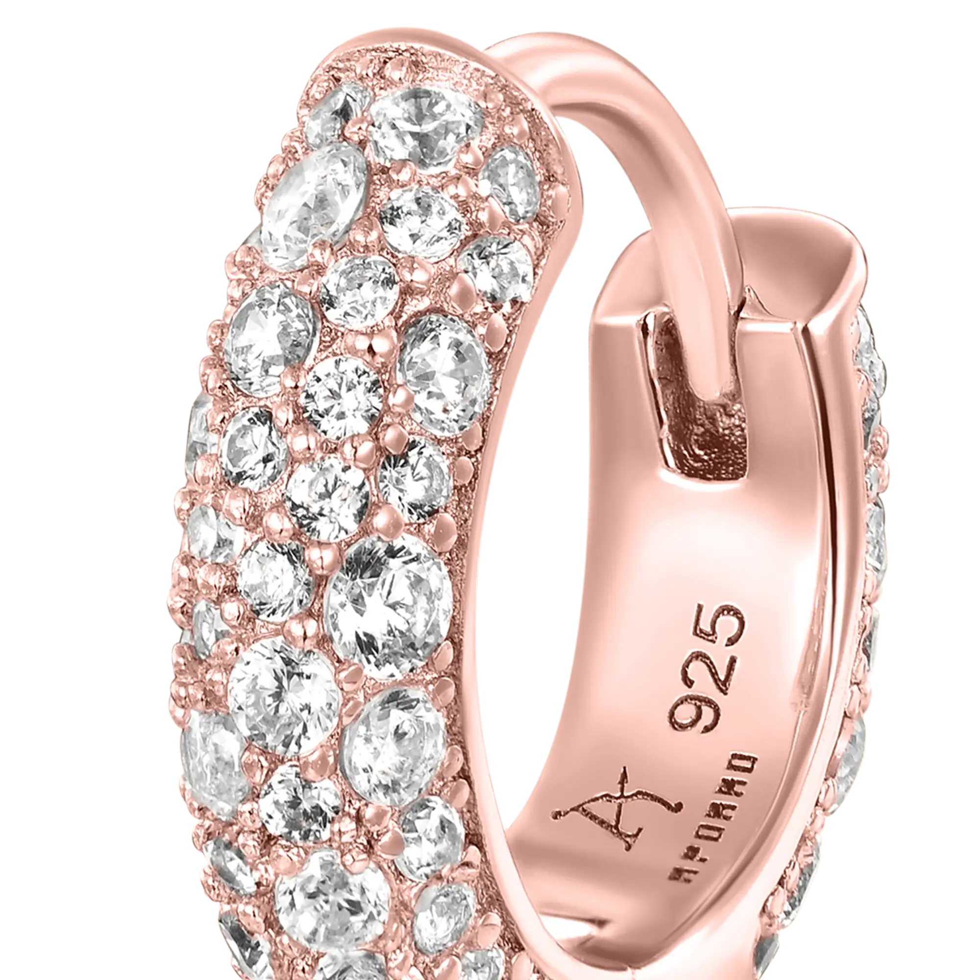 S925 Round Paved Hoop Earrings