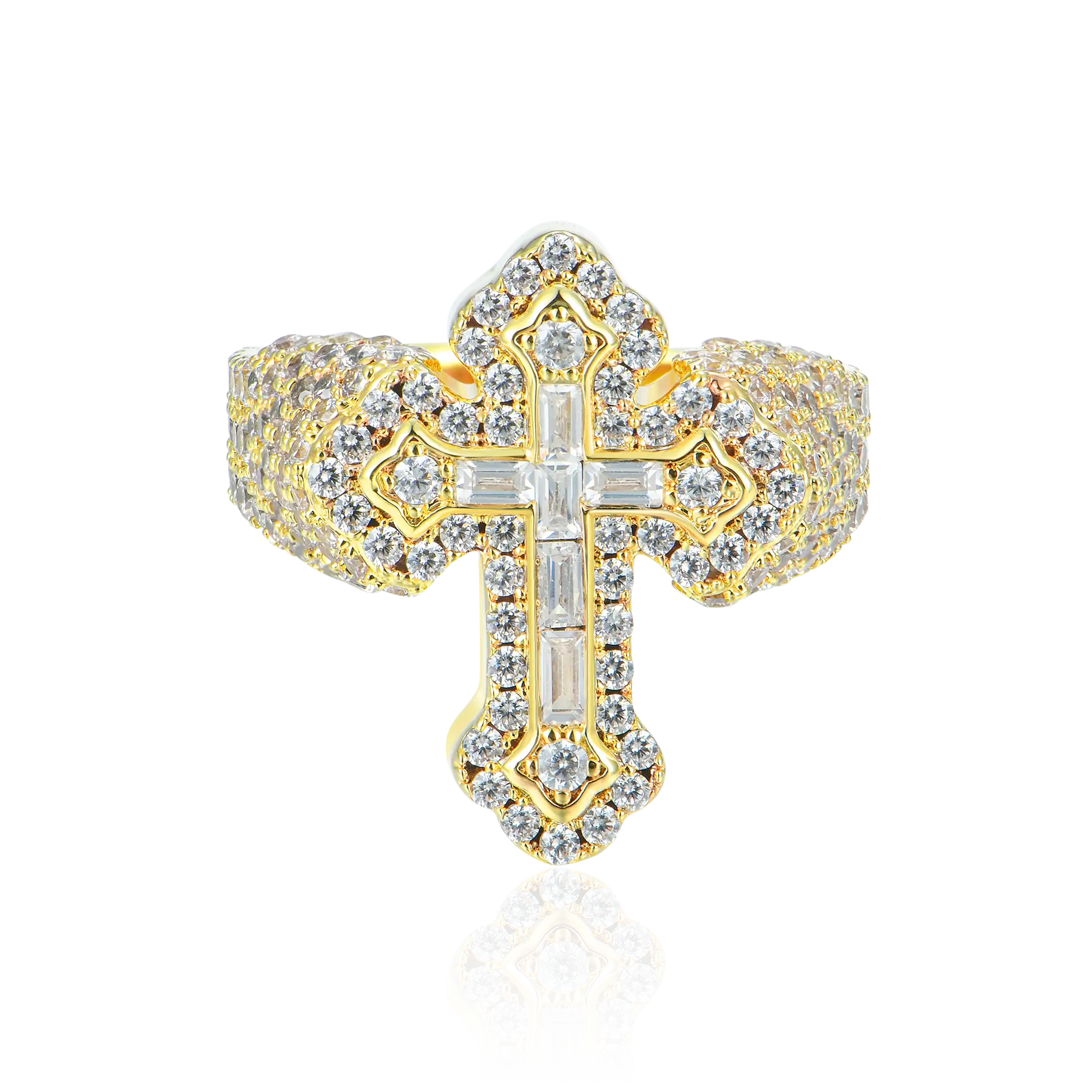 Baguette Iced Cross Ring