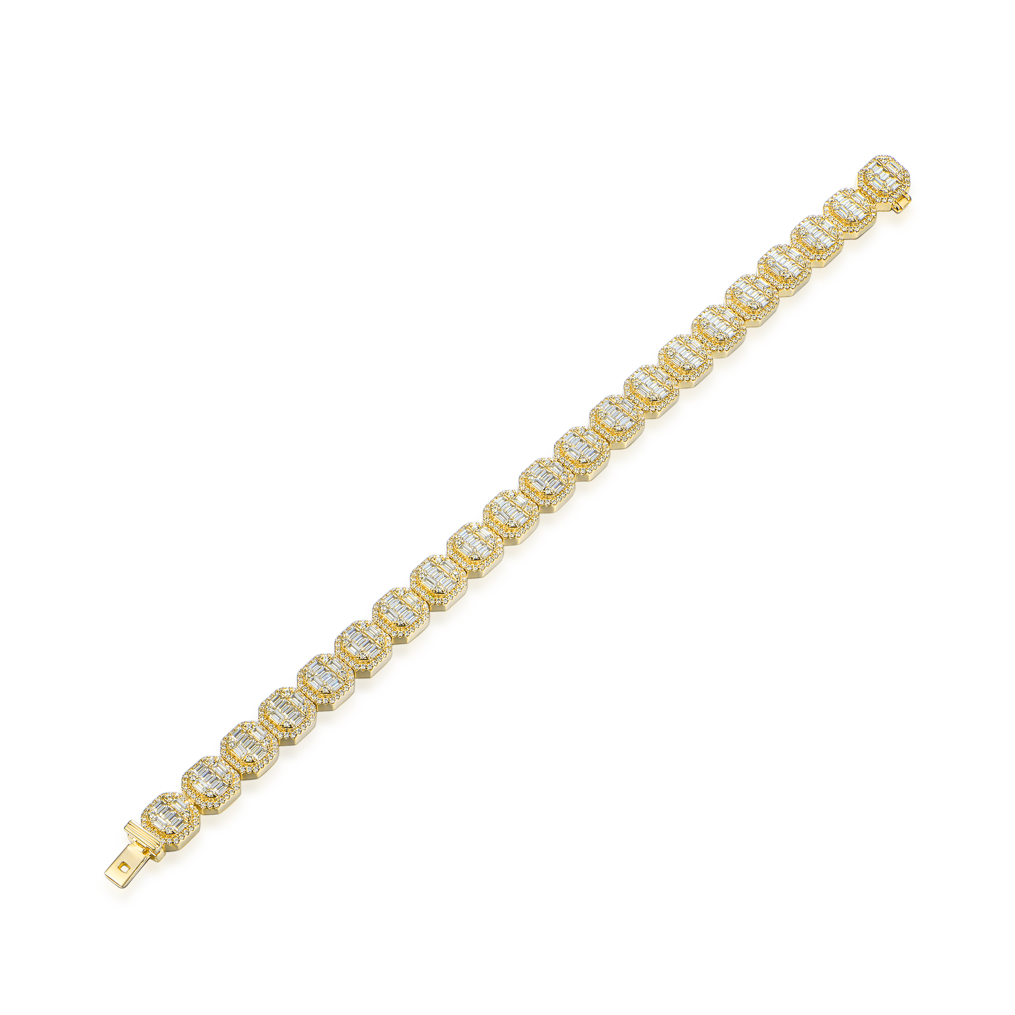 Women's Baguette Clustered Tennis Bracelet - 8mm