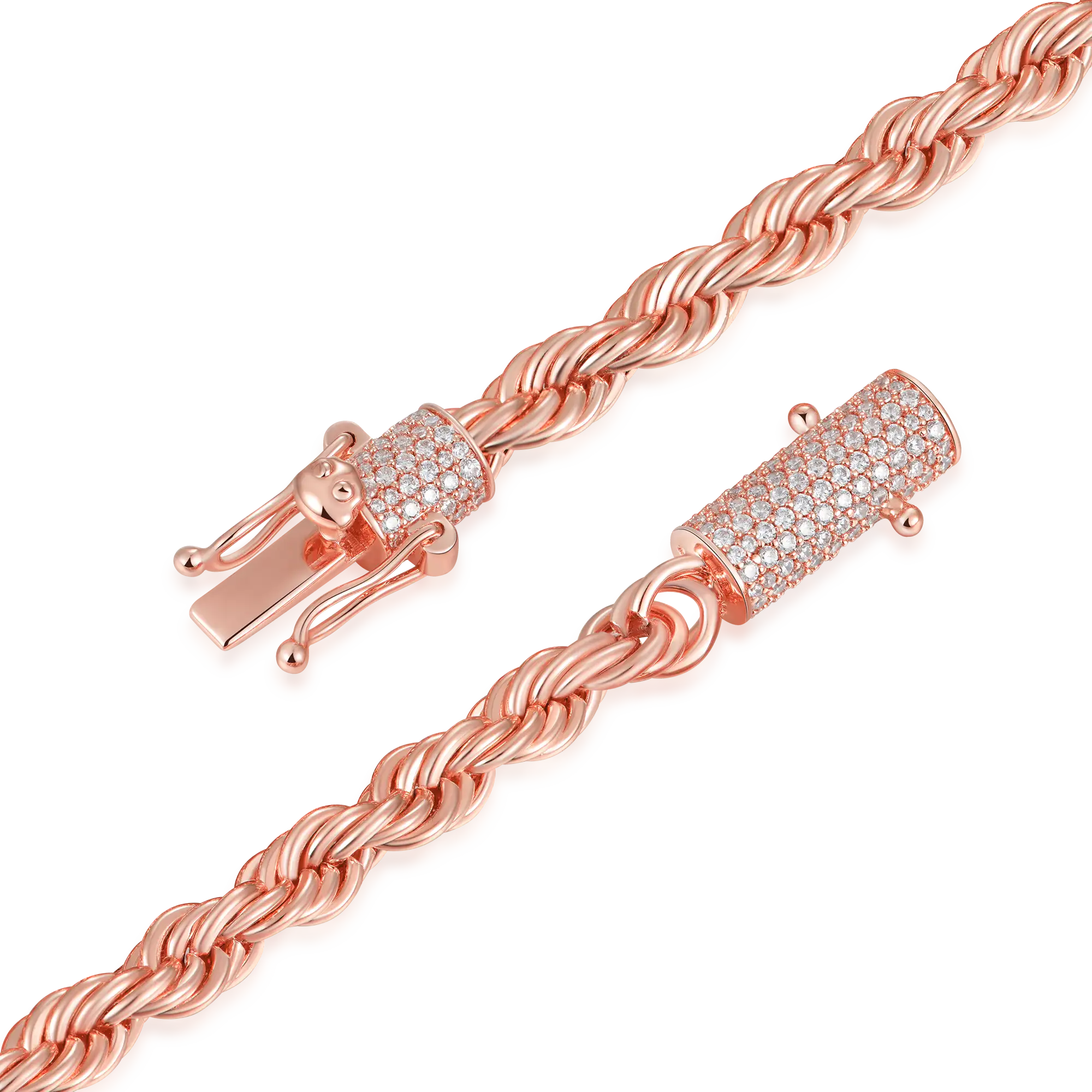 Women's Rope Chain With Iced Clasp - 6mm