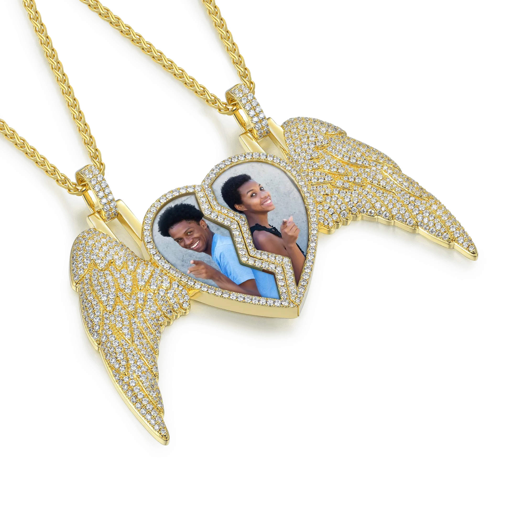 Custom Split Heart Pendant with Left Wing