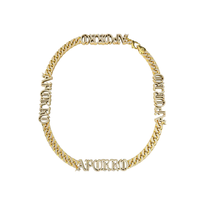 Custom 14K Gold Old English Letter/Number Miami Cuban Chain