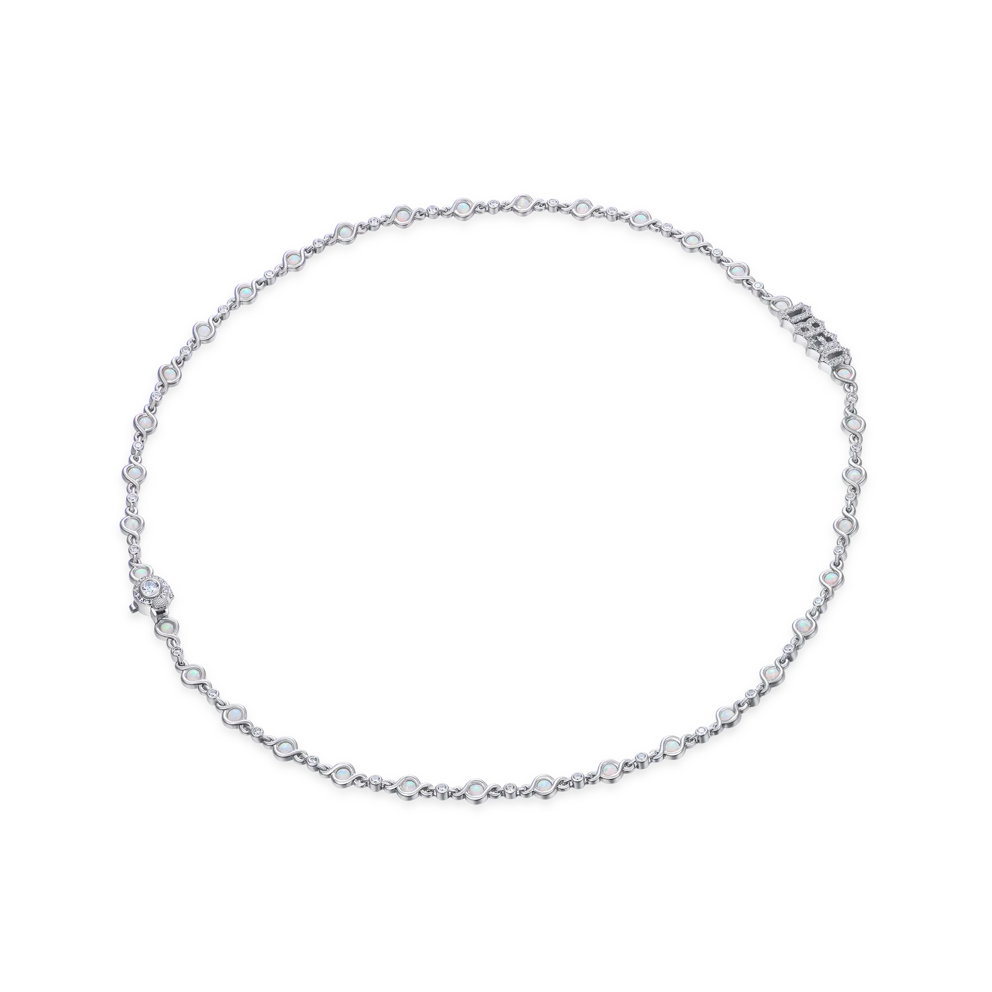Gothic Font Opal Custom Necklace - 5mm