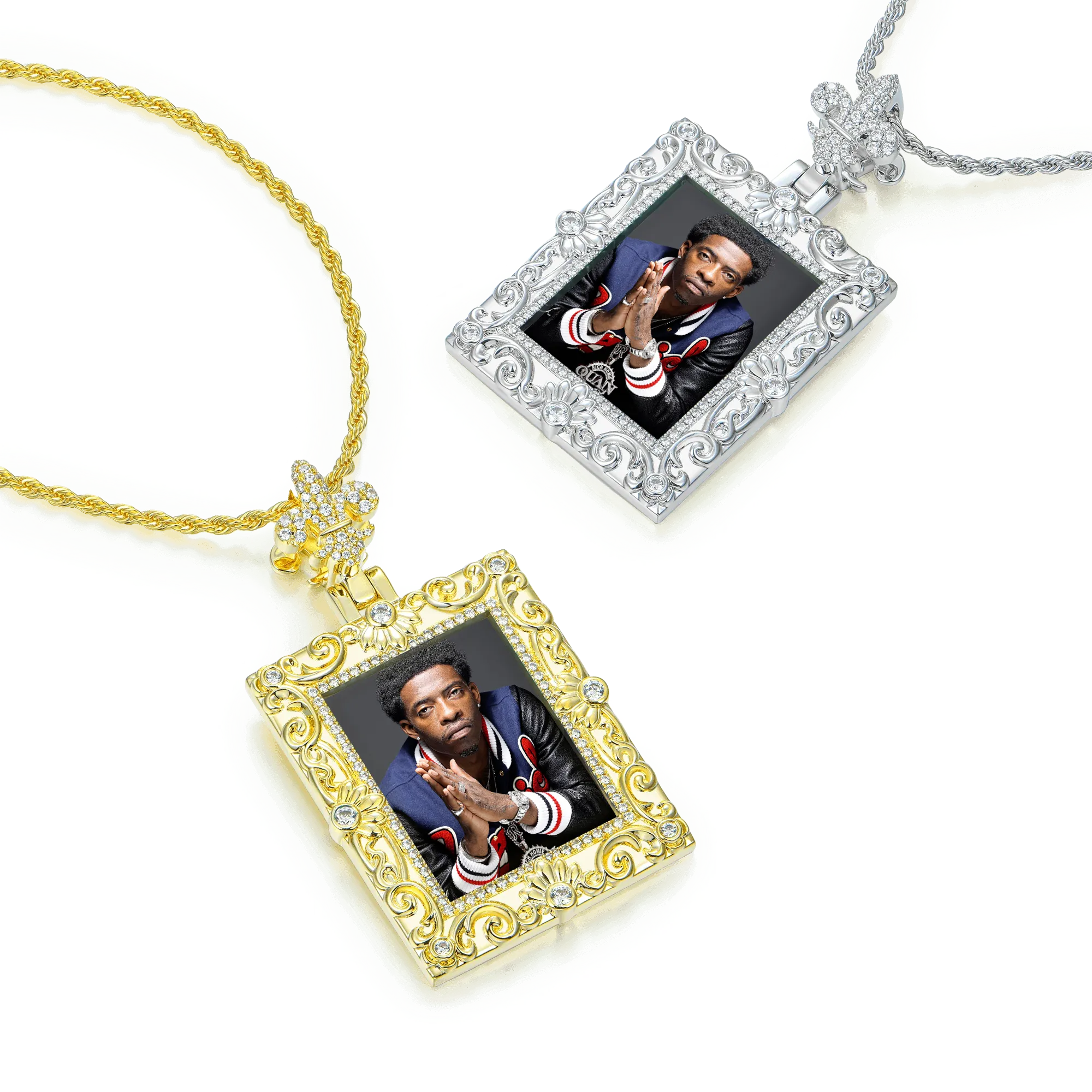 Custom Greek Pattern Vintage Rectangular Photo Pendant