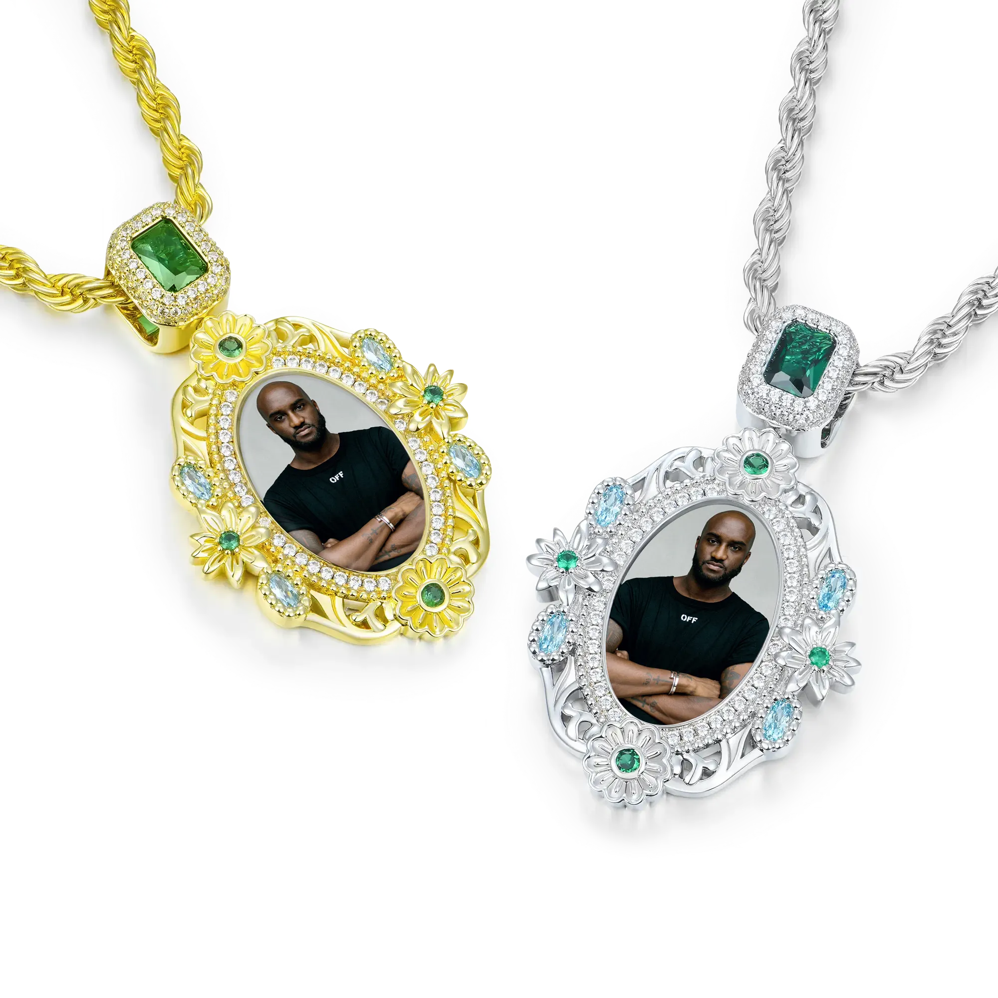 Custom 40MM Daisy Photo Frame Pendant