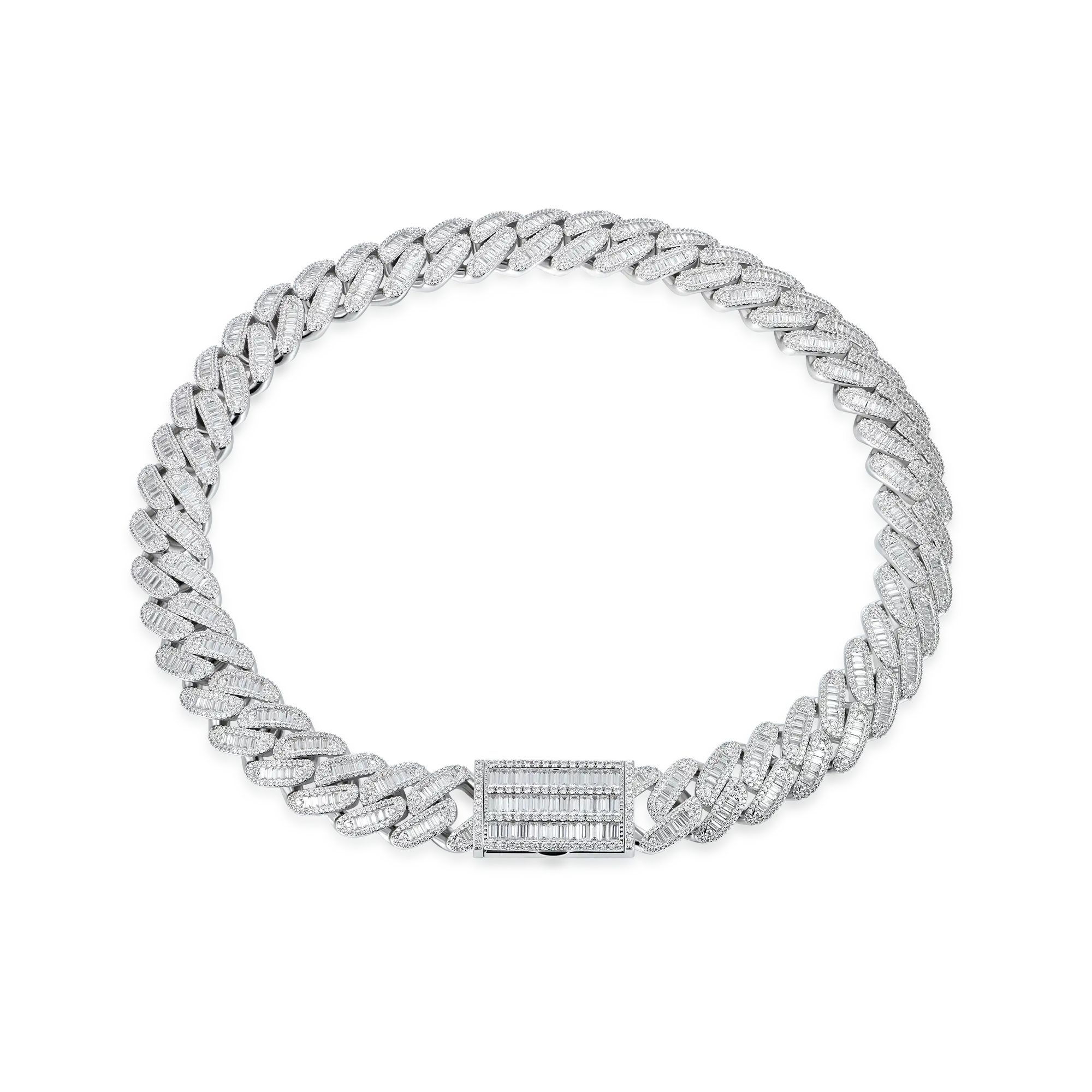 Halo Baguette Cut Cuban Link Chain