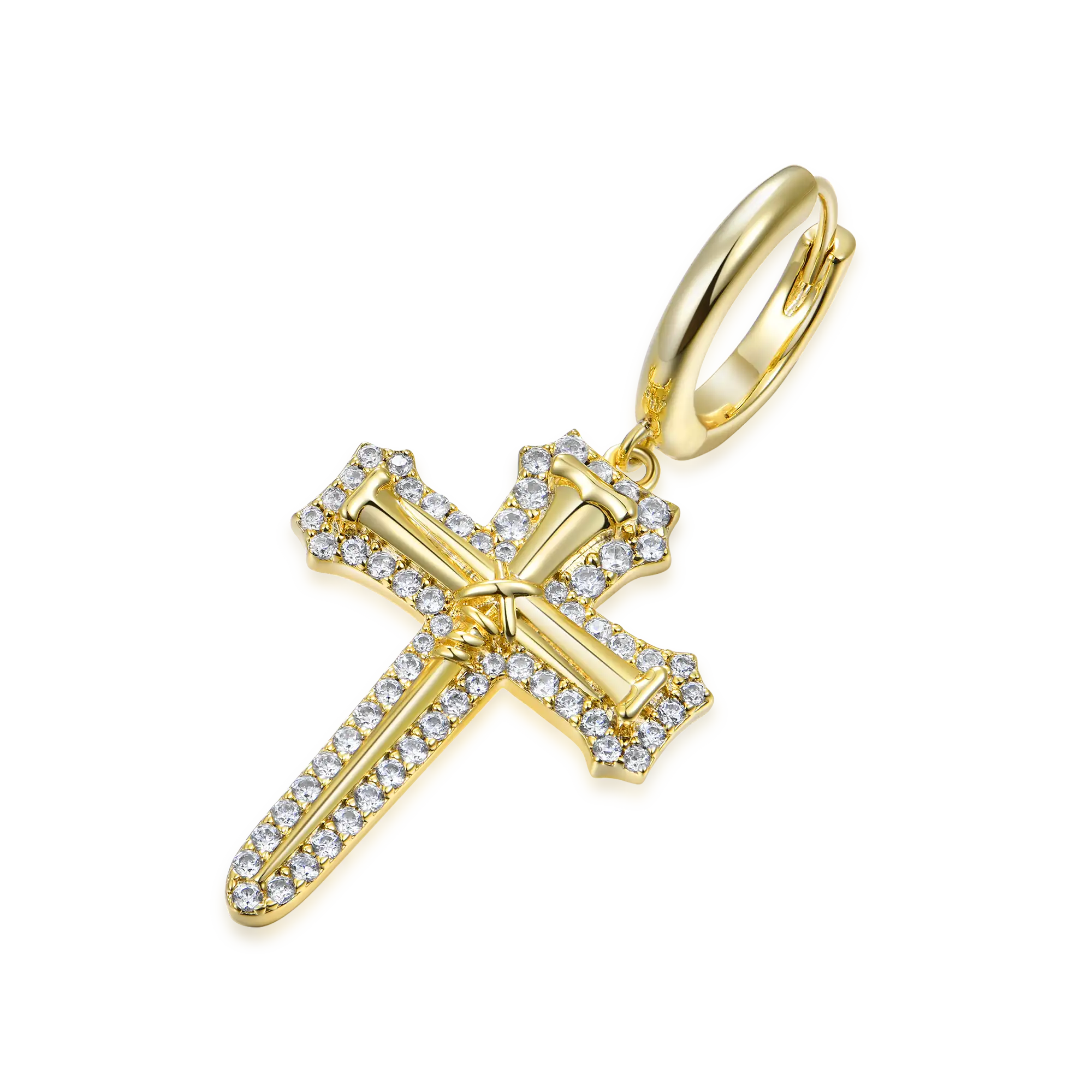 Nail Cross Dangly Earring