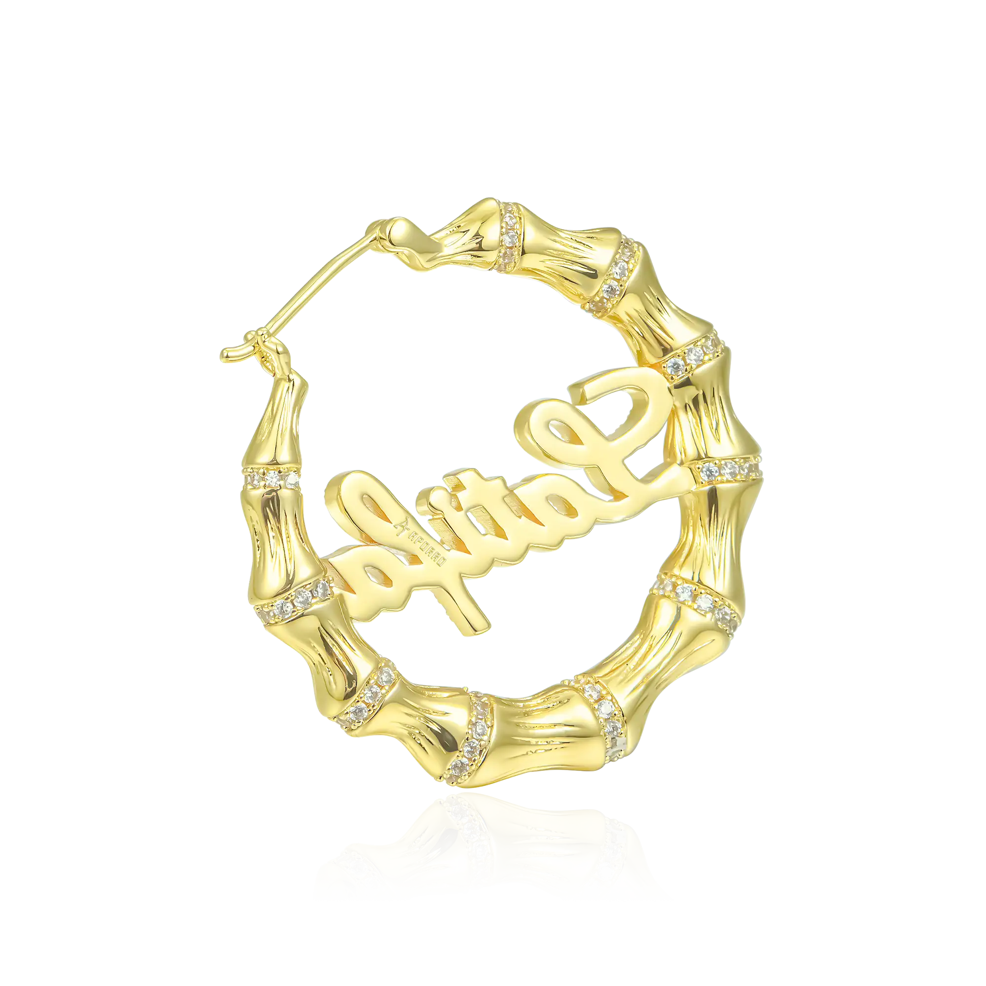 Custom Name Bamboo Joint Hoop Earring