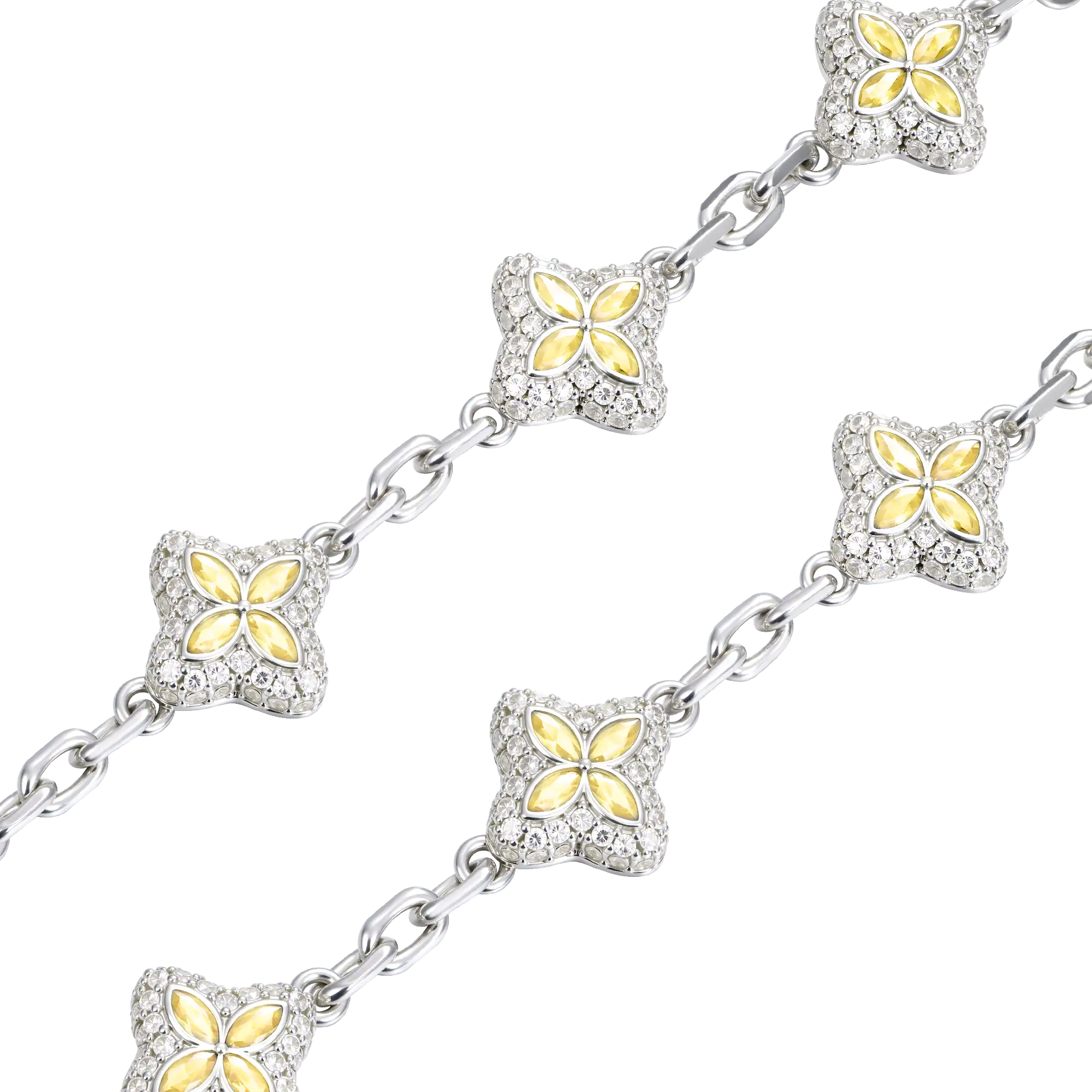 Iced Luminous Clover Adjustable Bracelet - Yellow Diamond