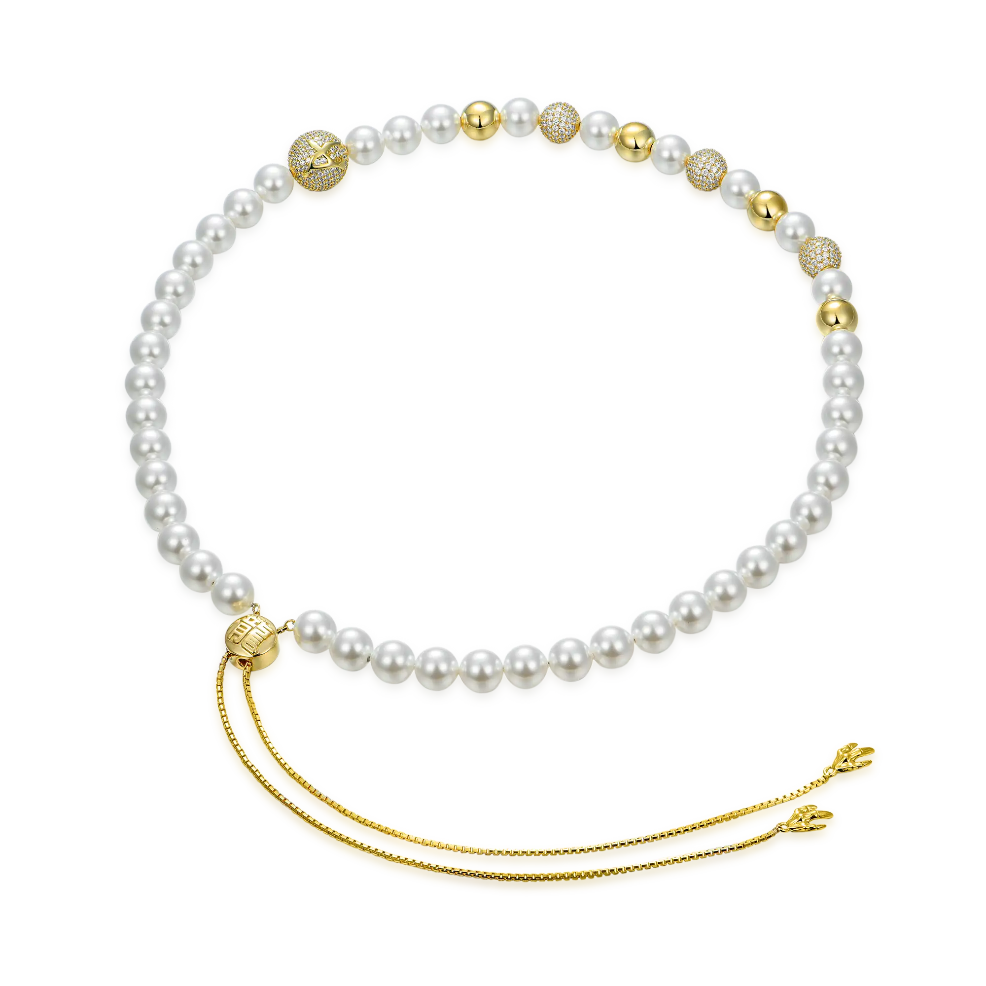 WONG Dragon Pearl and Bead Adjustable Necklace - 8mm