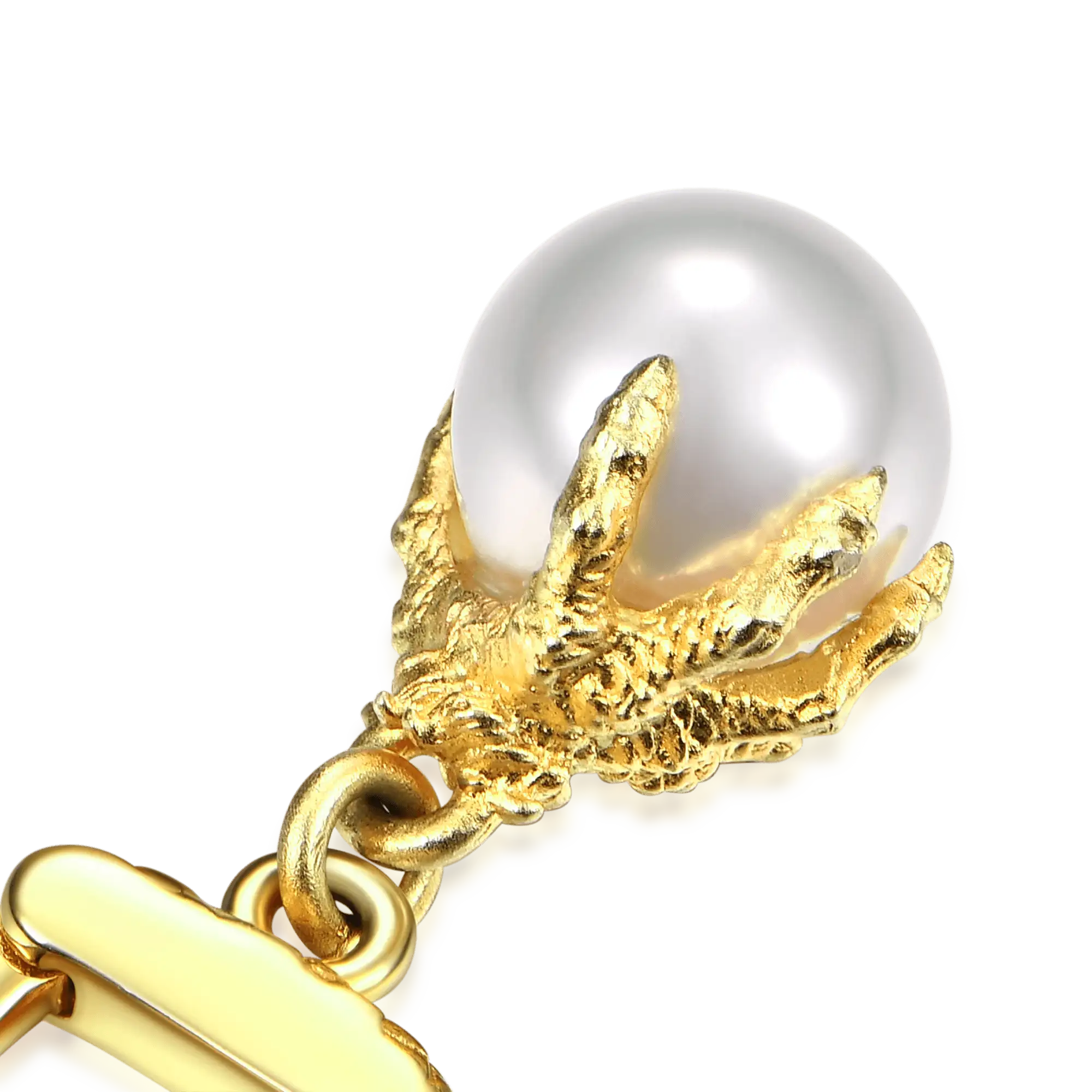 S925 WONG Dragon Claw Pearl Dangly Earring
