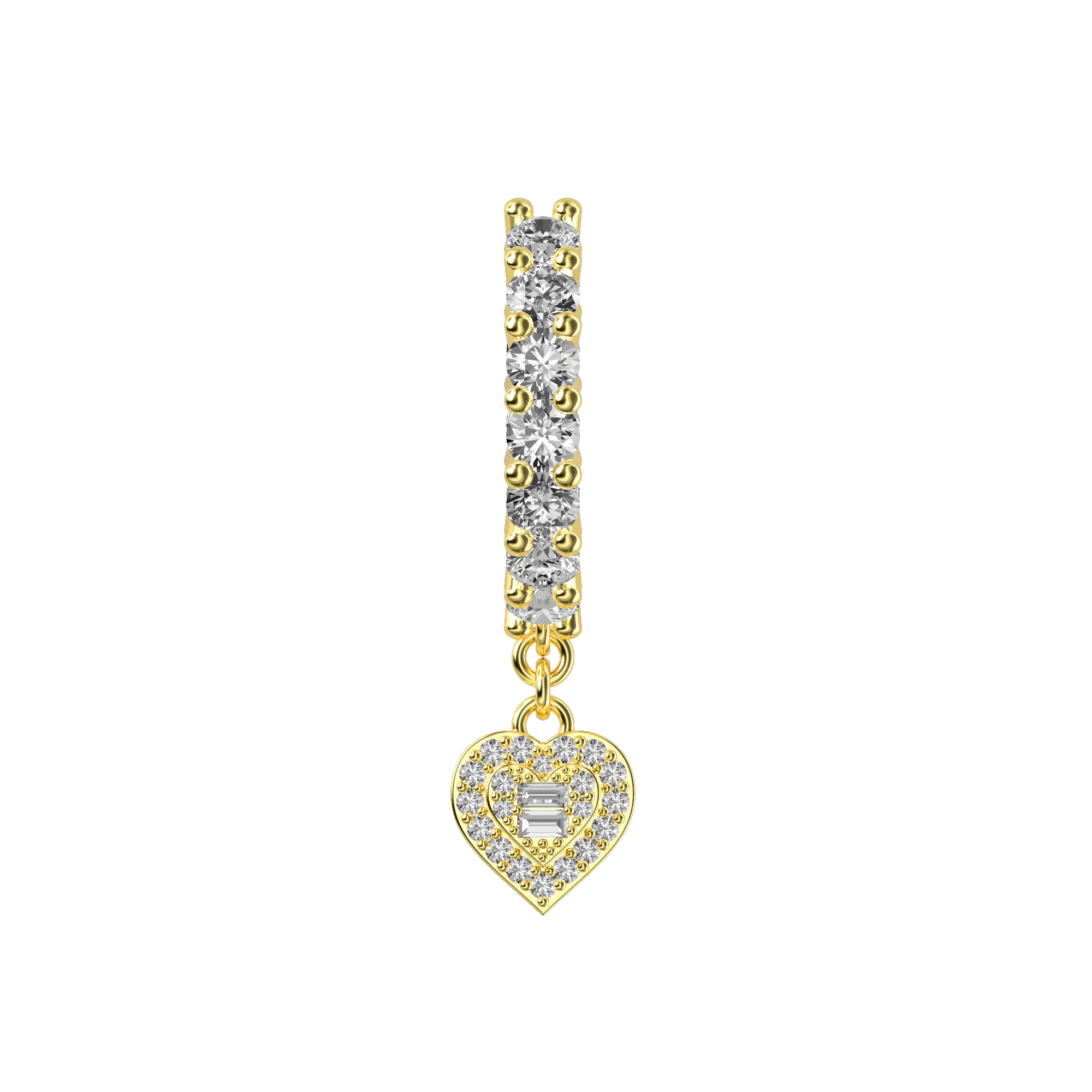 Heart Baguette Mix Halo Dangly Earrings - Pair