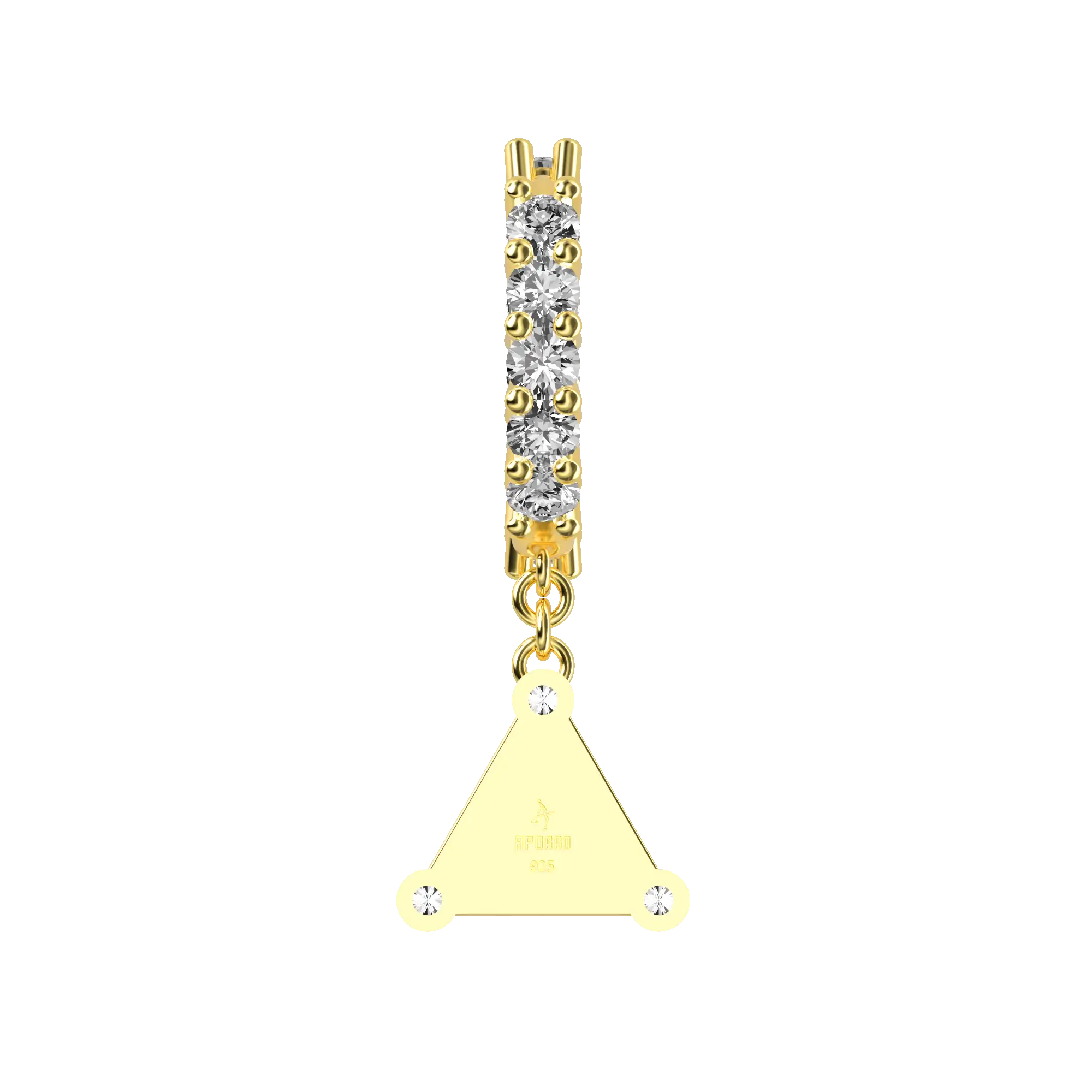 Triangle Baguette Mix Halo Dangly Earrings - Pair