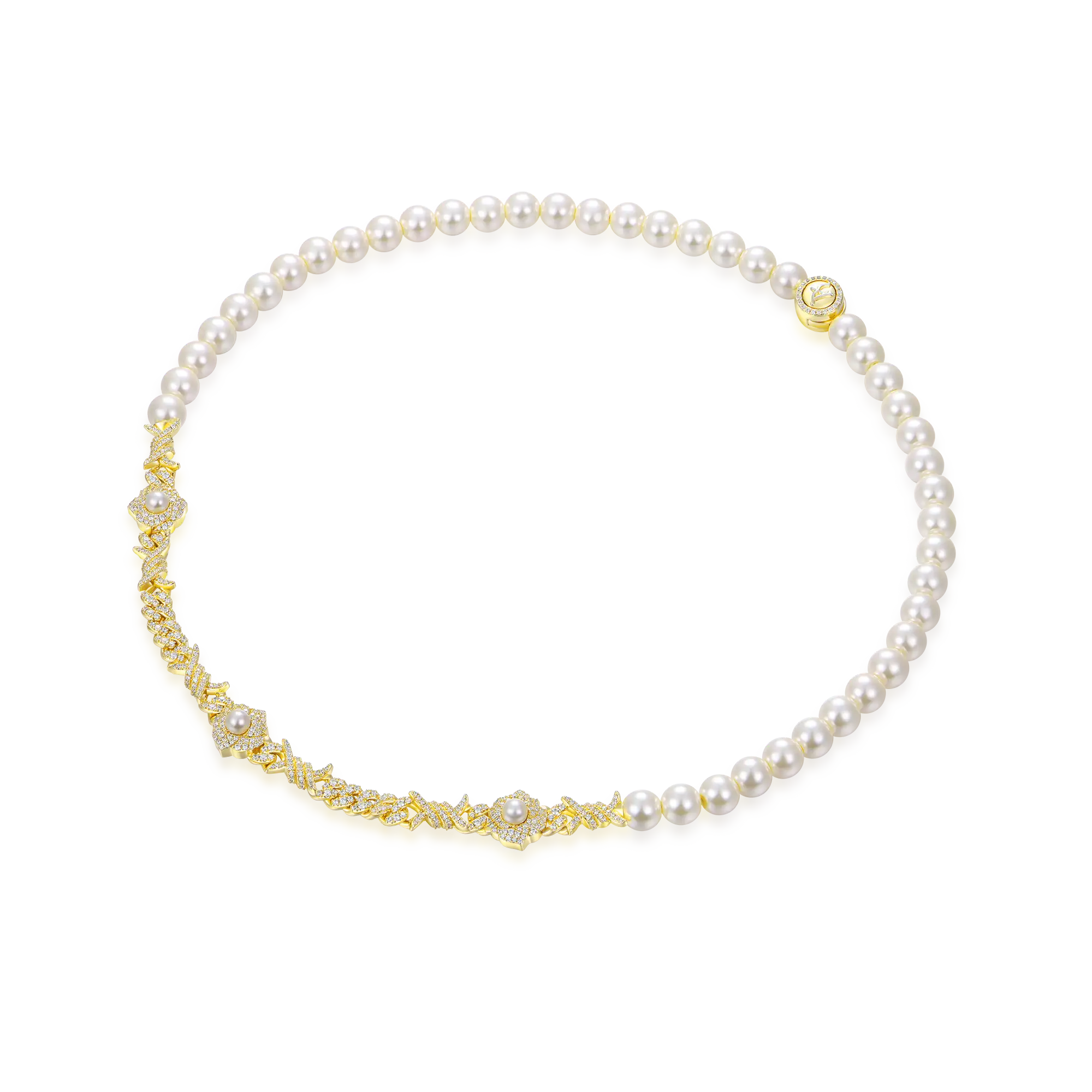 Women's Rose Thorn Pearl Chain - 8mm
