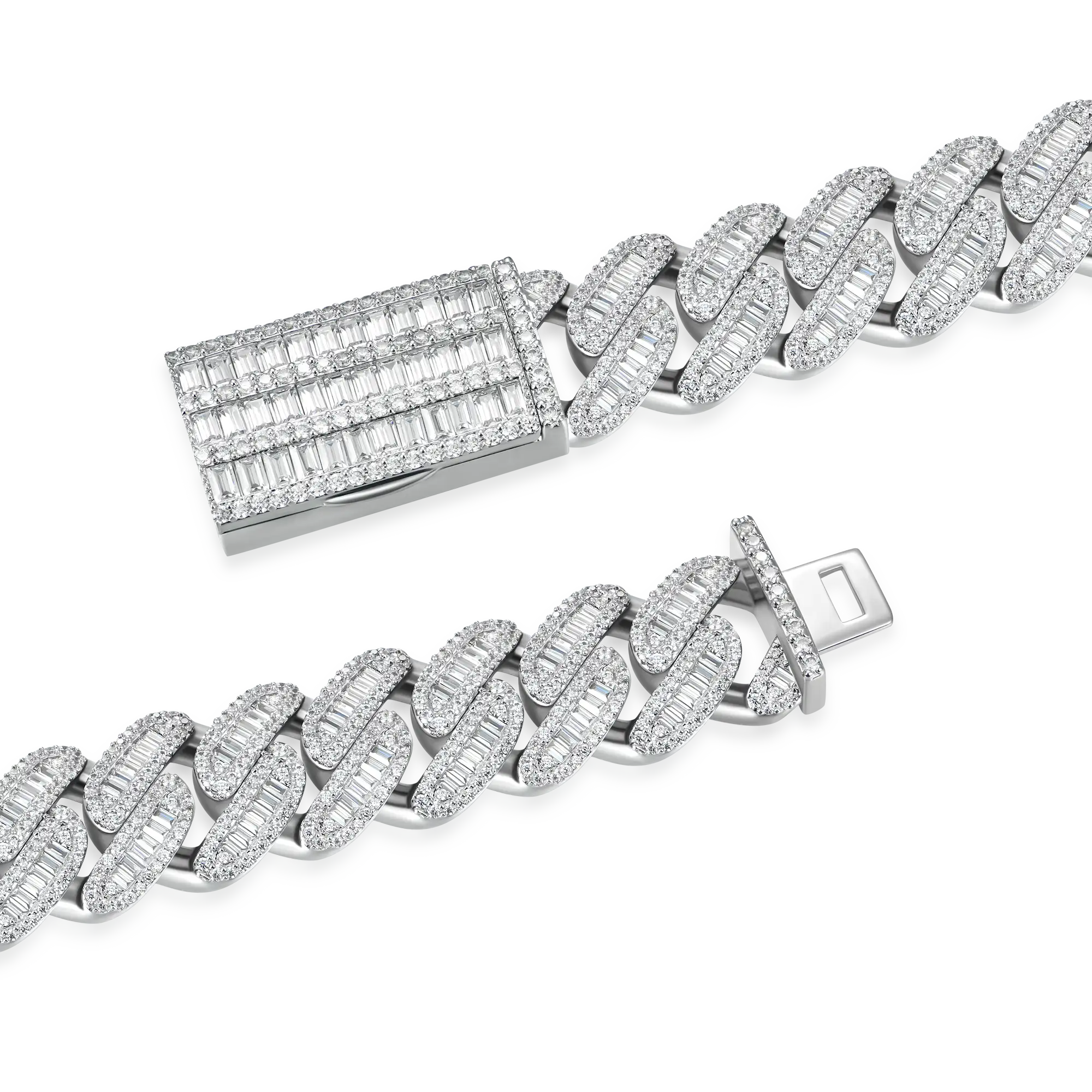 Halo Baguette Cut Cuban Link Chain