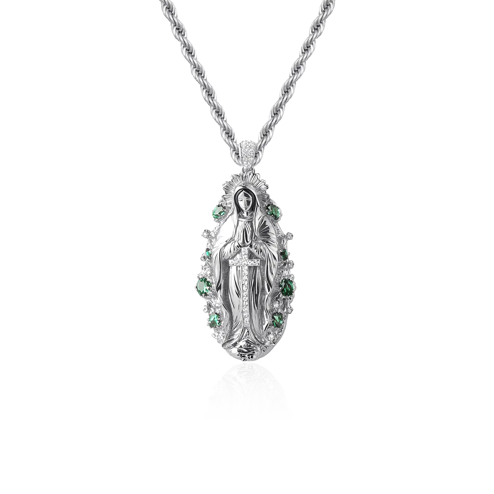 Saint Mary Emerald Pendant