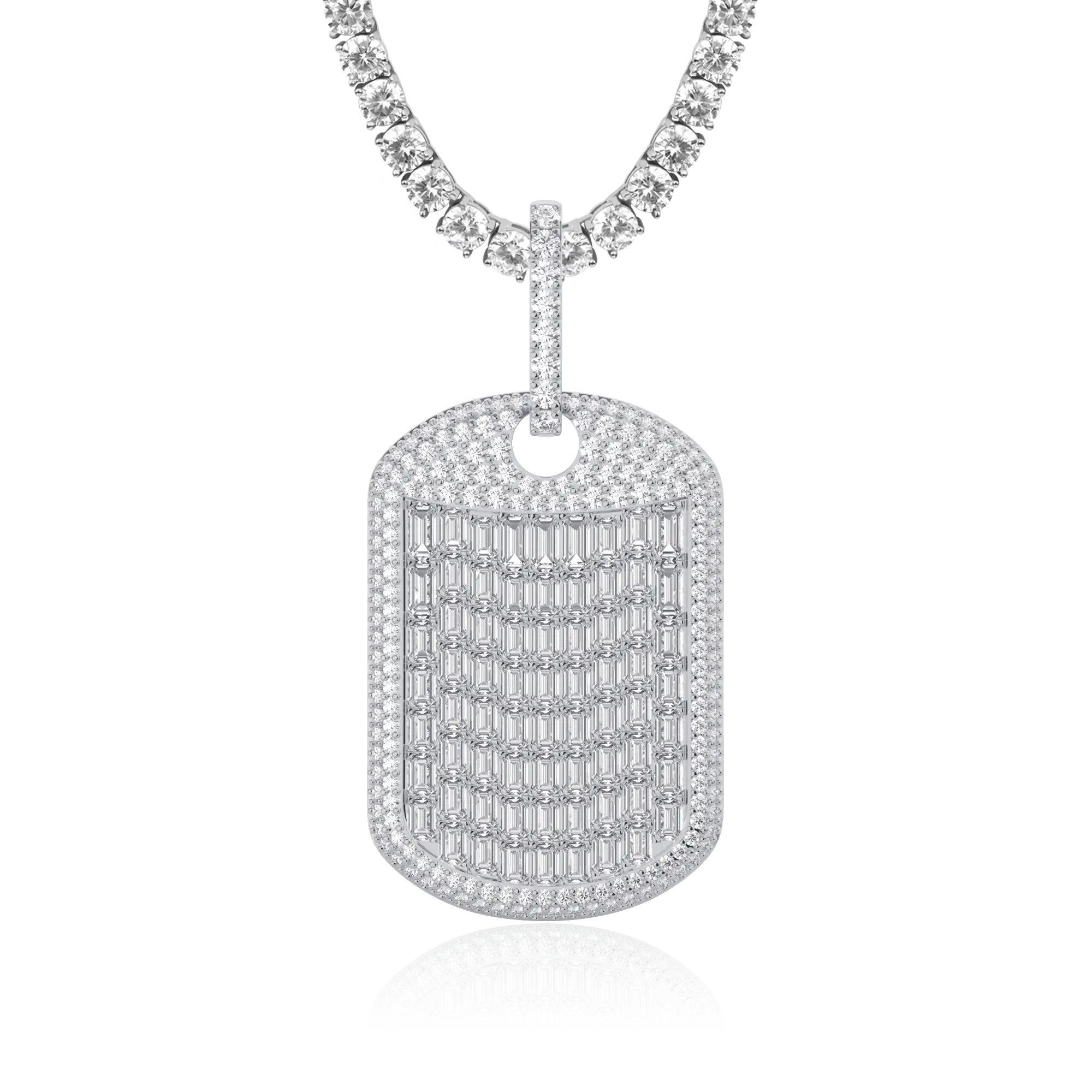 Custom Iced Out Baguette Cut Dog Tag Pendant