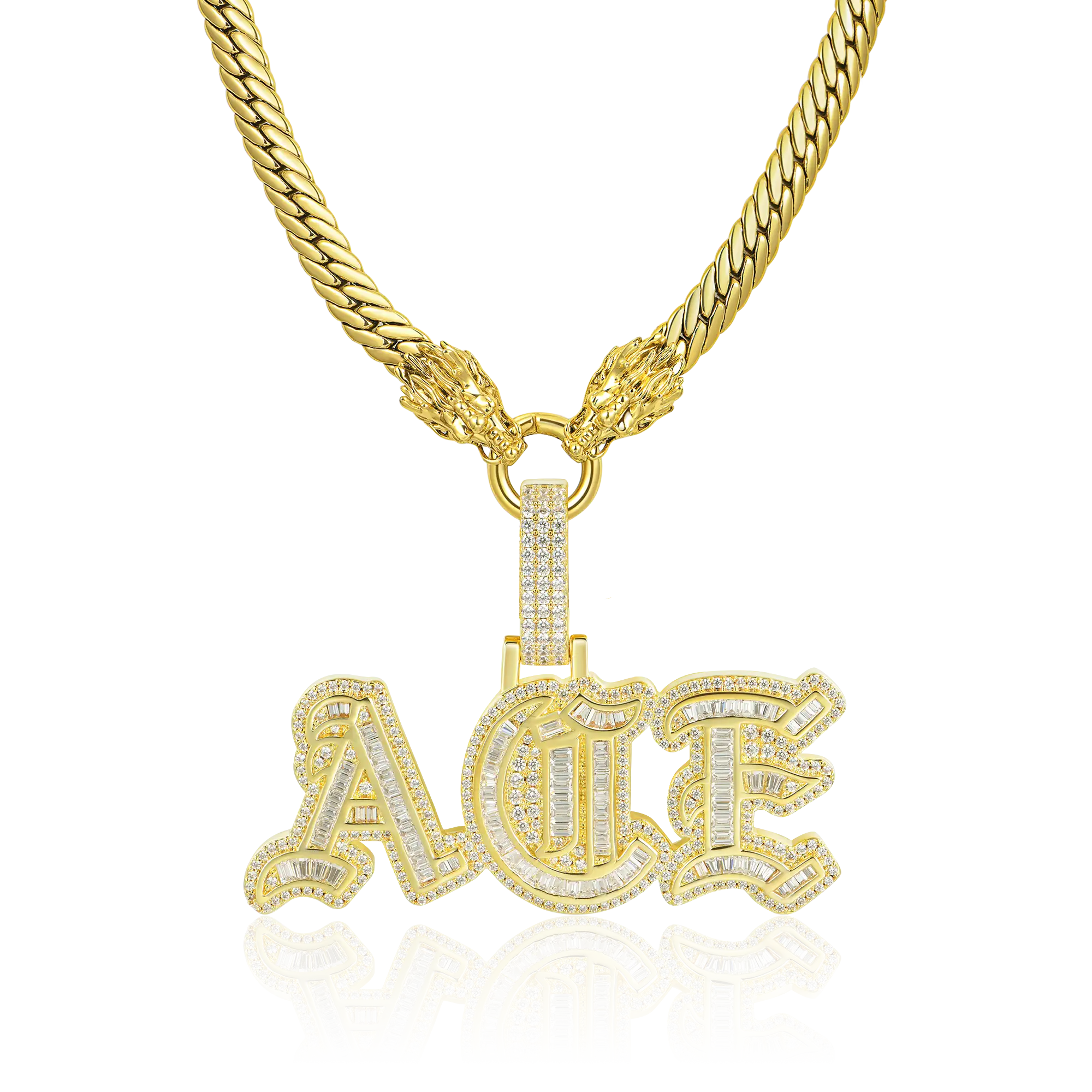 WONG Double Dragon Miami Cuban Chain + Custom Pendant Bundle