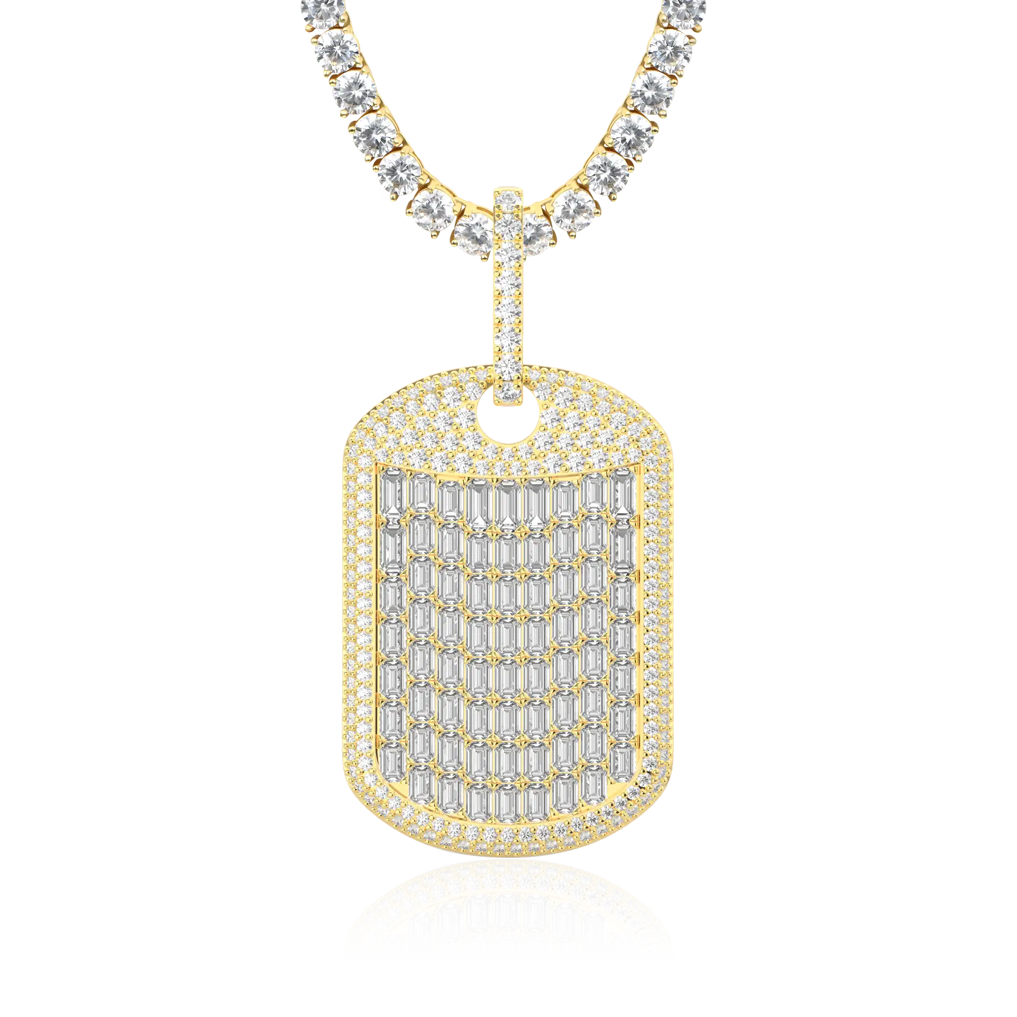 Custom Iced Out Baguette Cut Dog Tag Pendant