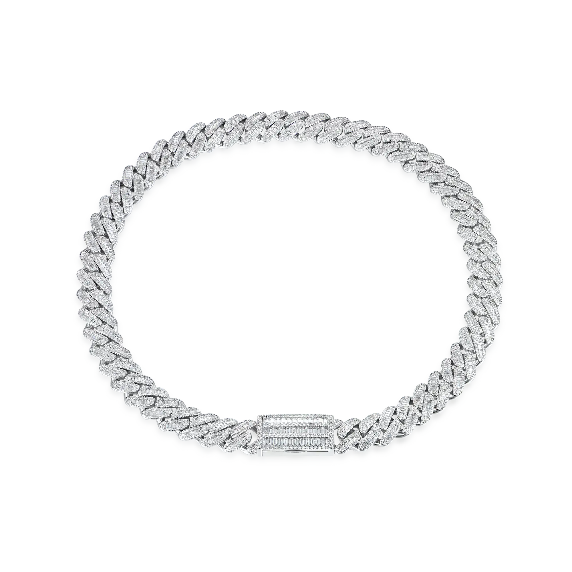 Halo Baguette Cut Cuban Link Chain